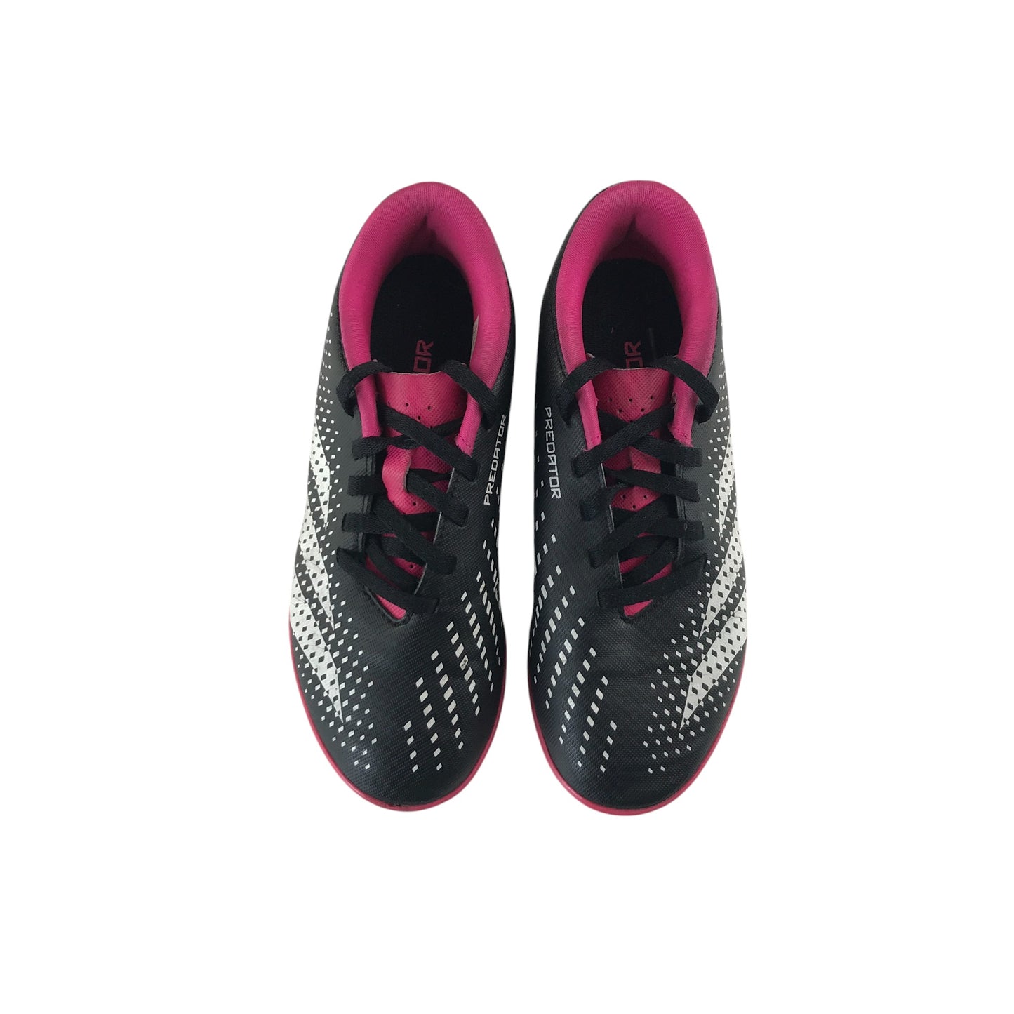 Adidas Predator football boots shoe size UK 13.5k black white and pink colourway