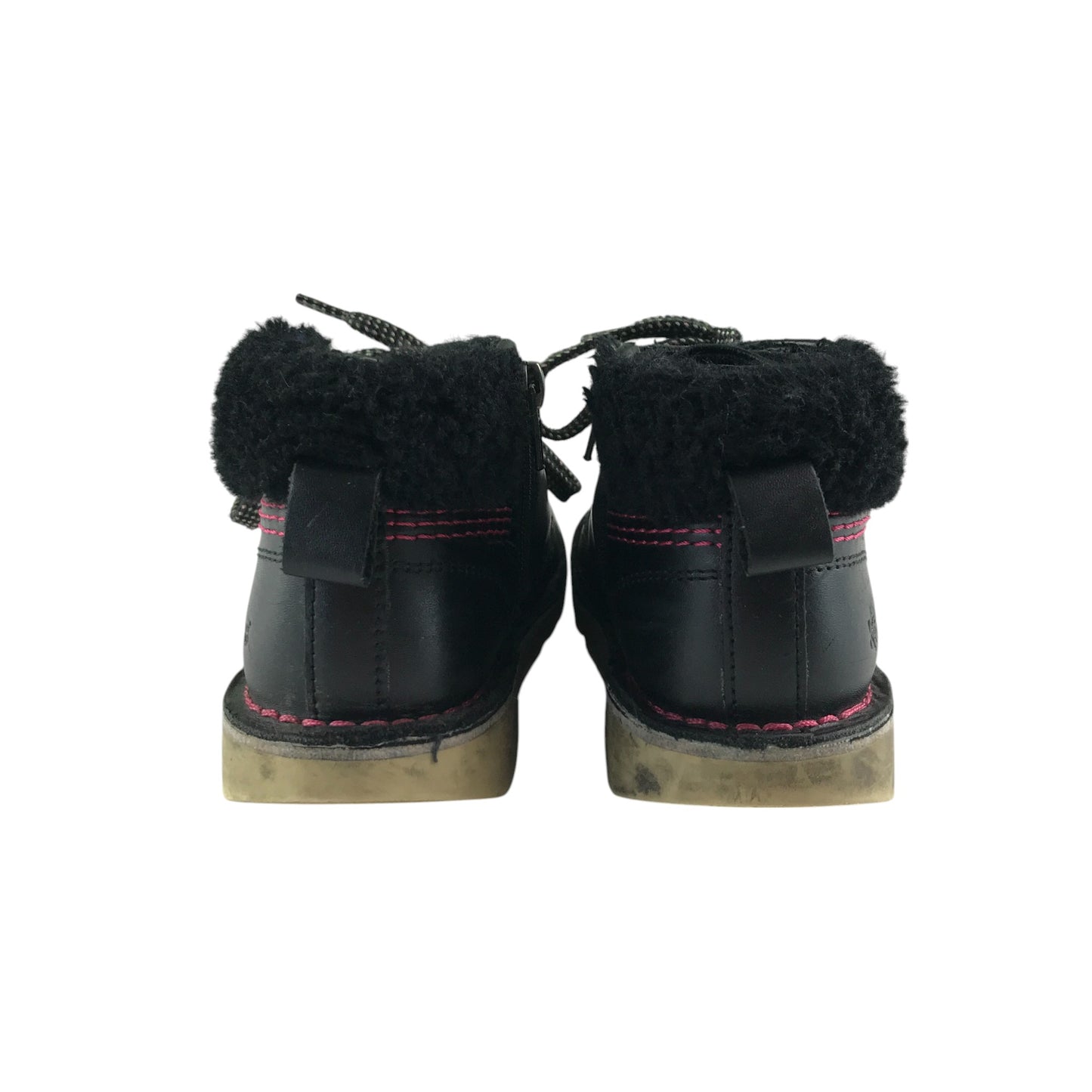 Kickers boots shoe size 2 black and pink colourway leather upper with back rubber soles