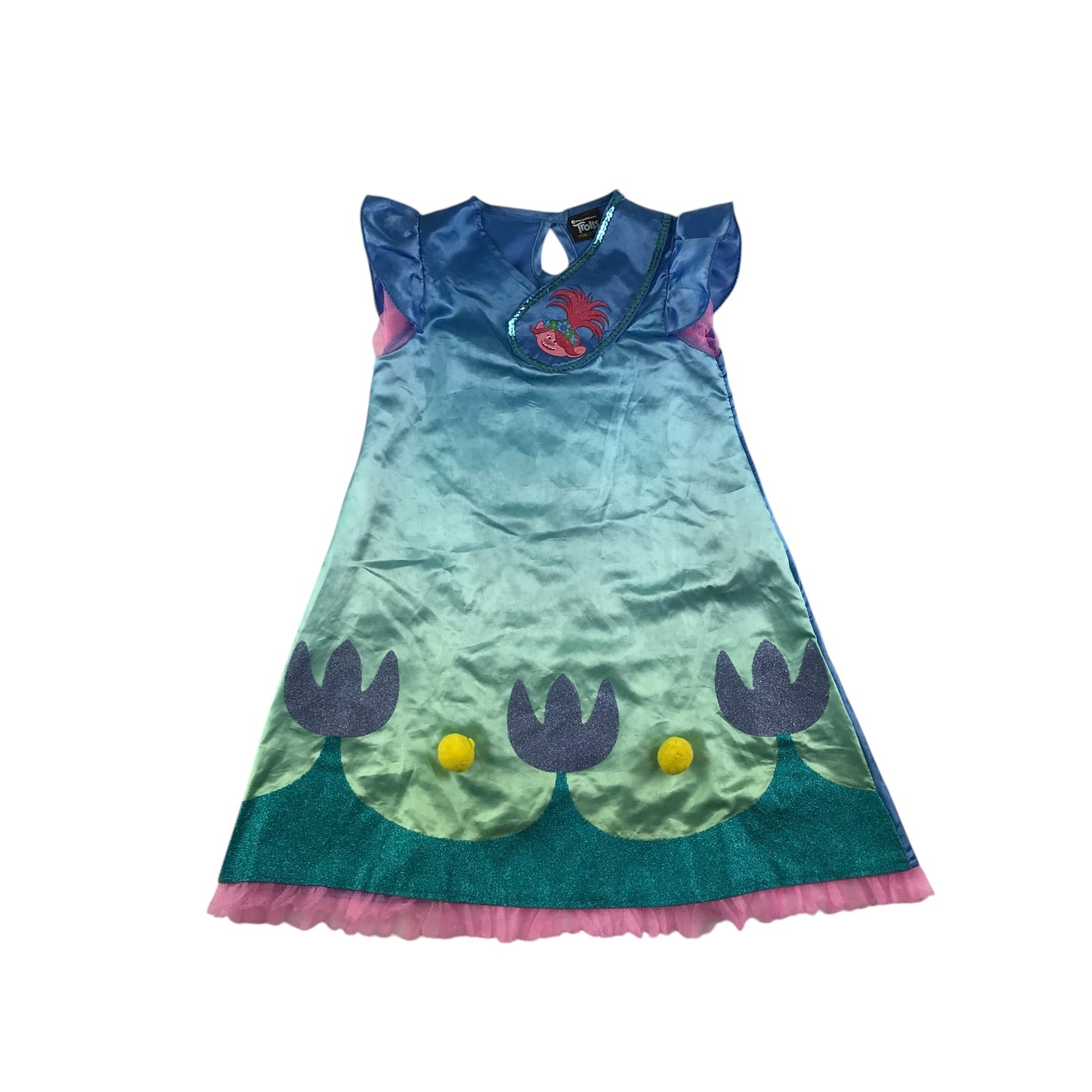 Amscan costume 4-6 years blue and Pink Trolls movie Poppy Dress