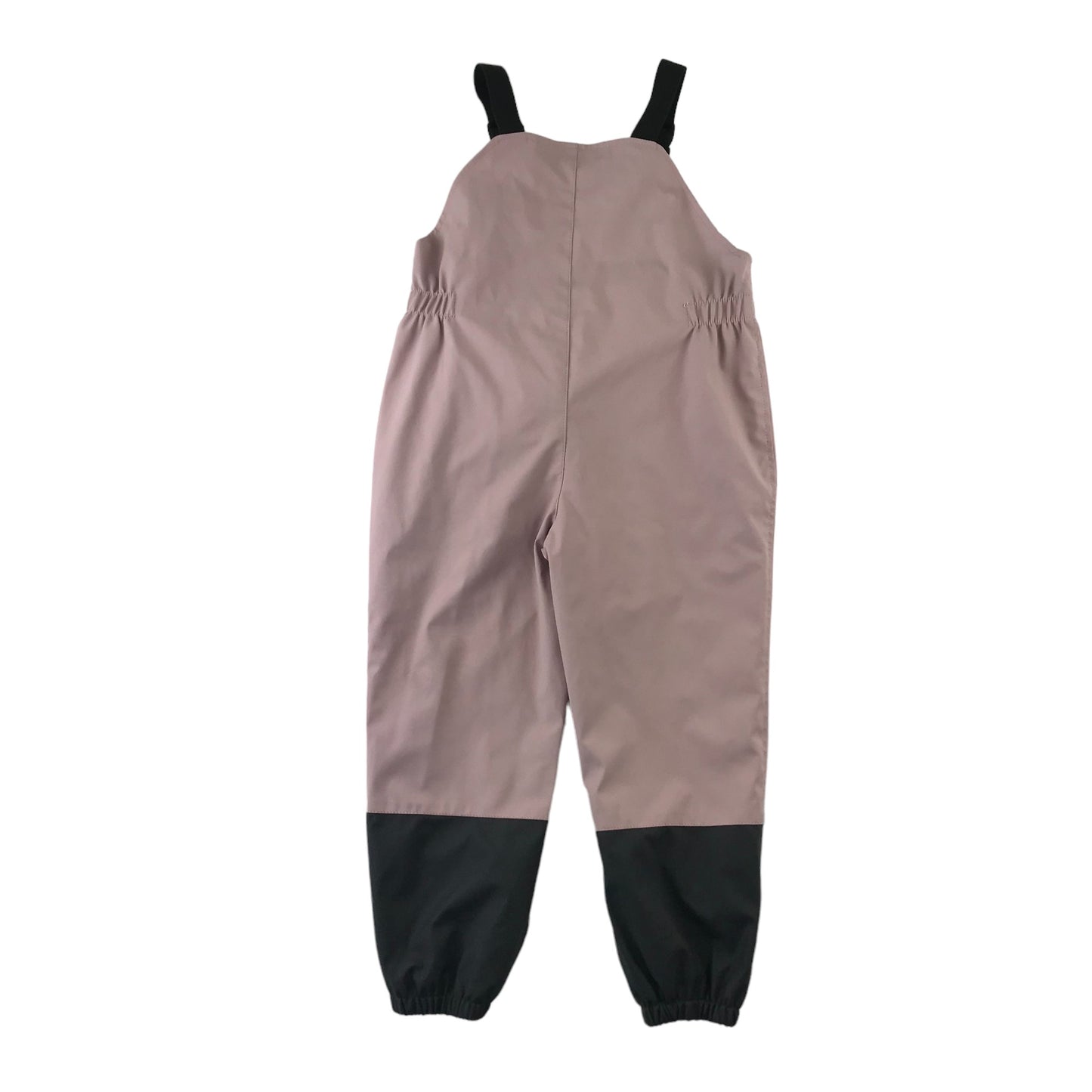 Primark Puddle trousers 5-6 yrs pink with navy hems and shoulder clip adjustable buckle
