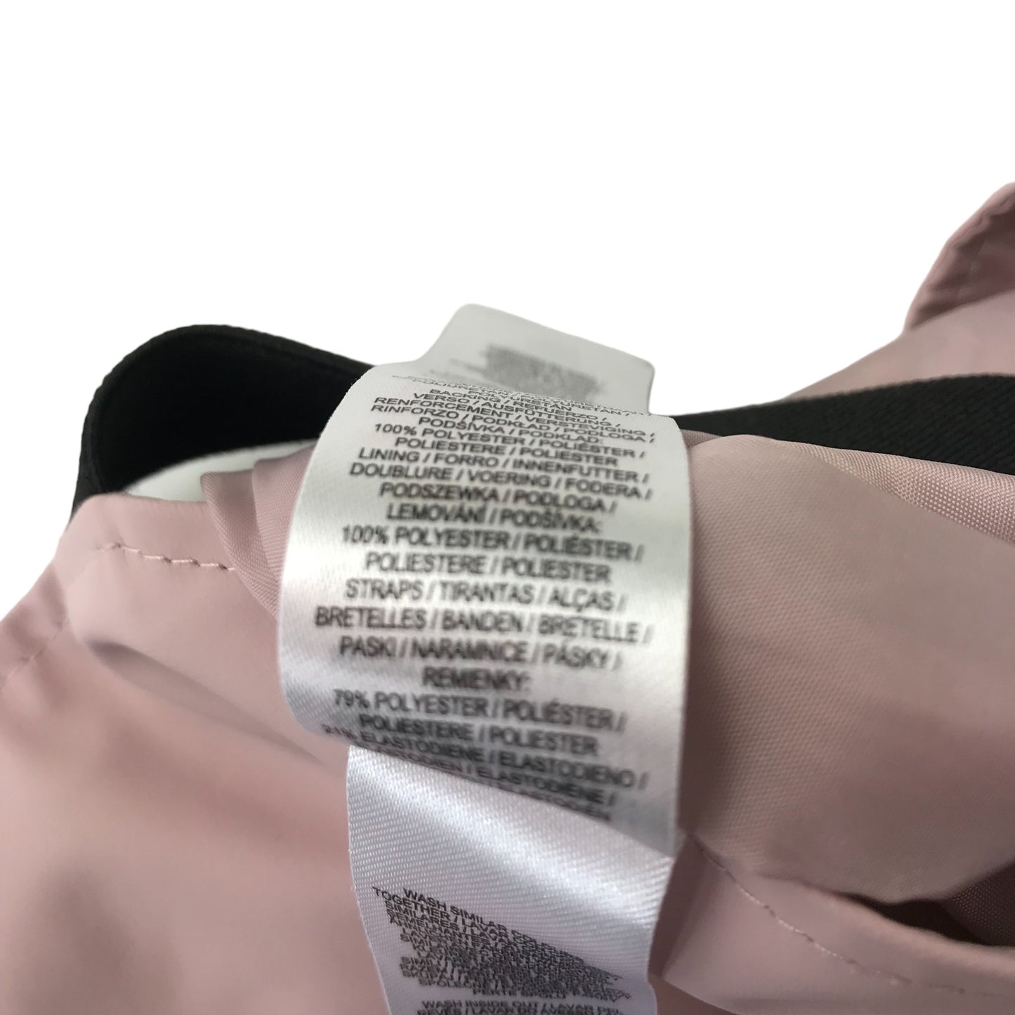 Primark Puddle trousers 5-6 yrs pink with navy hems and shoulder clip adjustable buckle