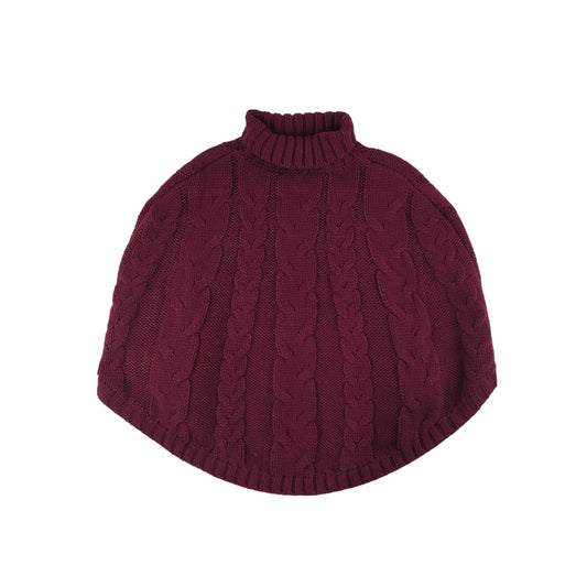 Nutmeg Poncho 12-14 years Dark Fuchsia Pink High Collar