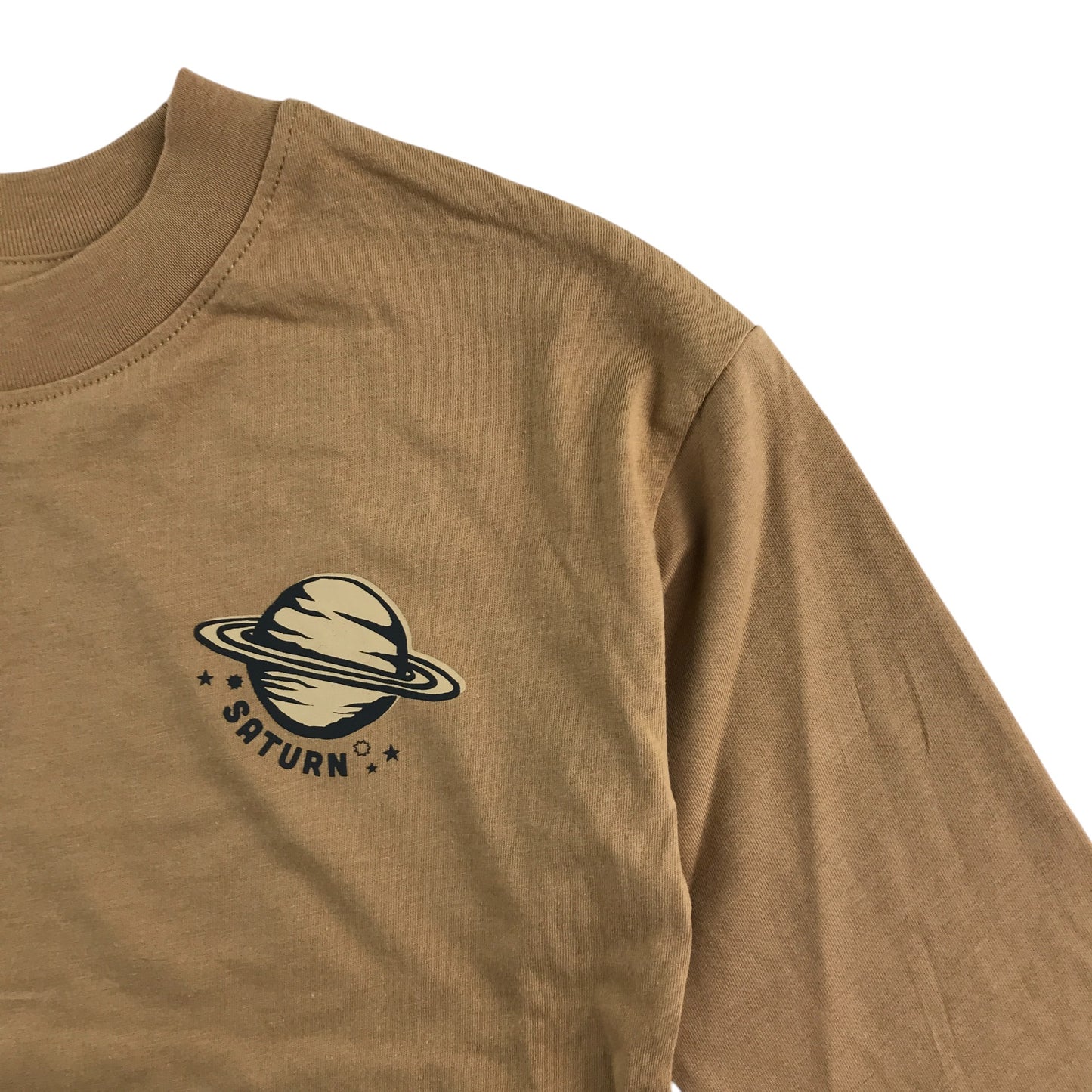 H&M t-shirt 5-6 years beige Saturn planet print cotton long sleeve
