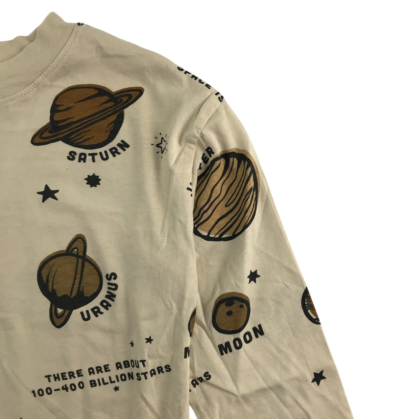 H&M t-shirt 5-6 years cream Saturn planet print long sleeve cotton