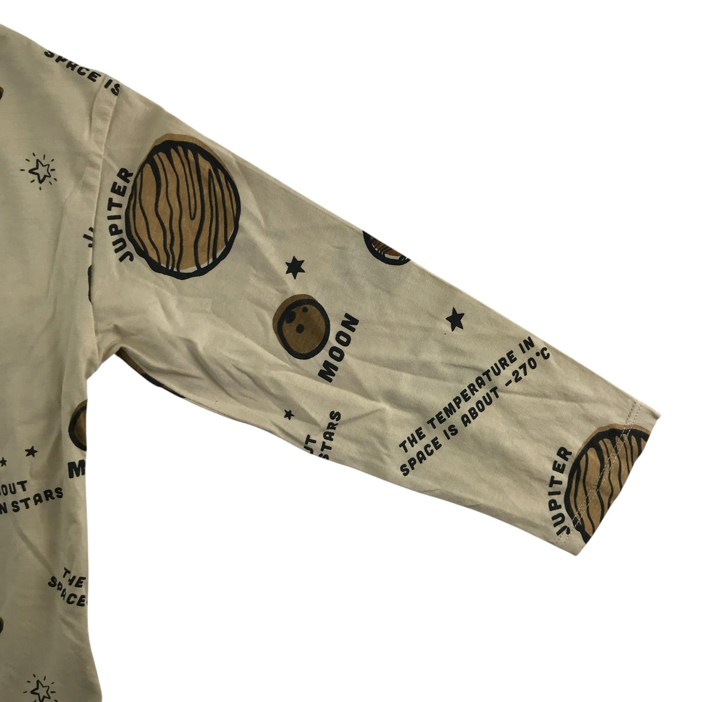 H&M t-shirt 5-6 years cream Saturn planet print long sleeve cotton