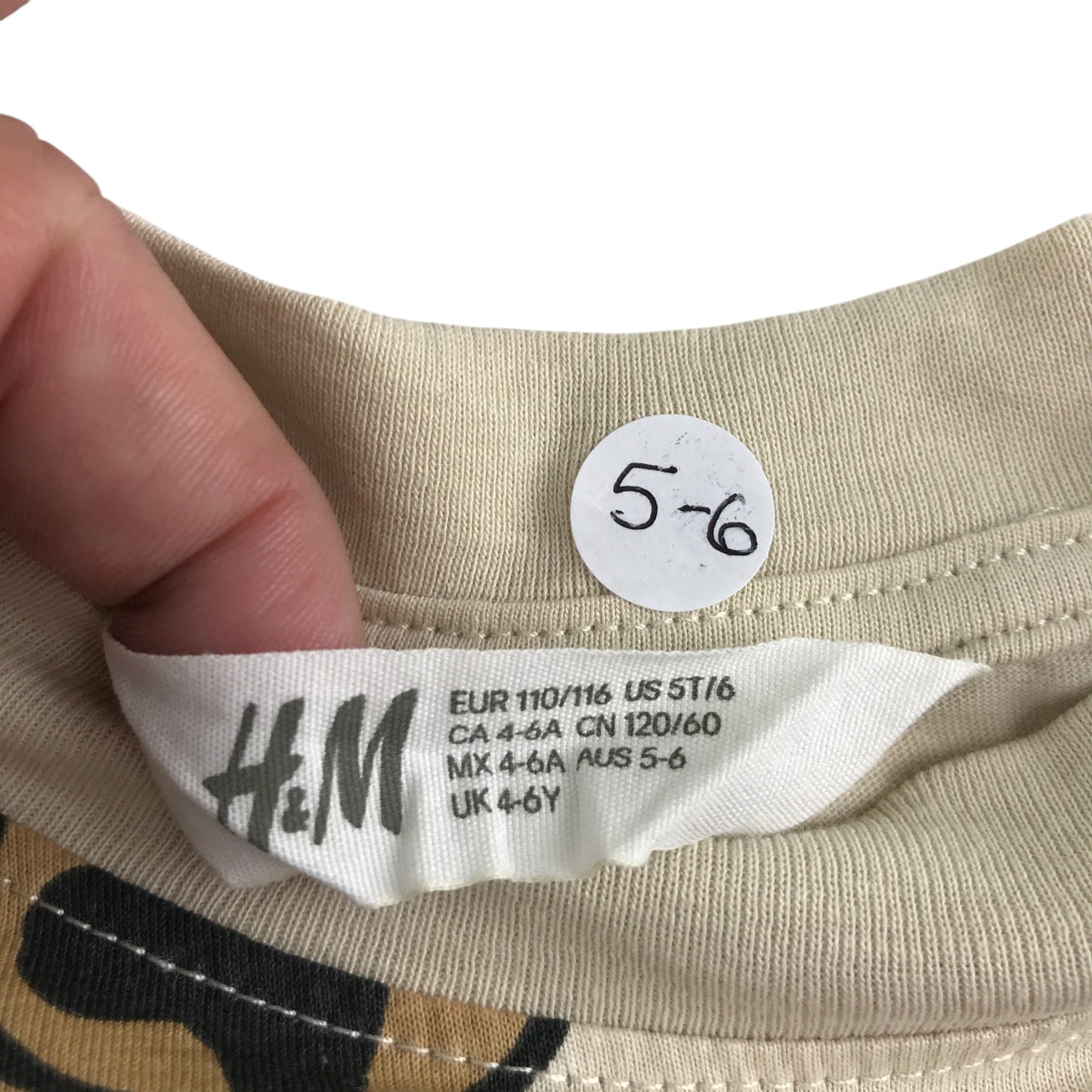 H&M t-shirt 5-6 years cream Saturn planet print long sleeve cotton