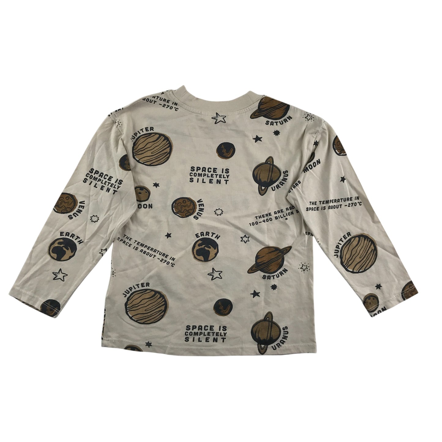 H&M t-shirt 5-6 years cream Saturn planet print long sleeve cotton