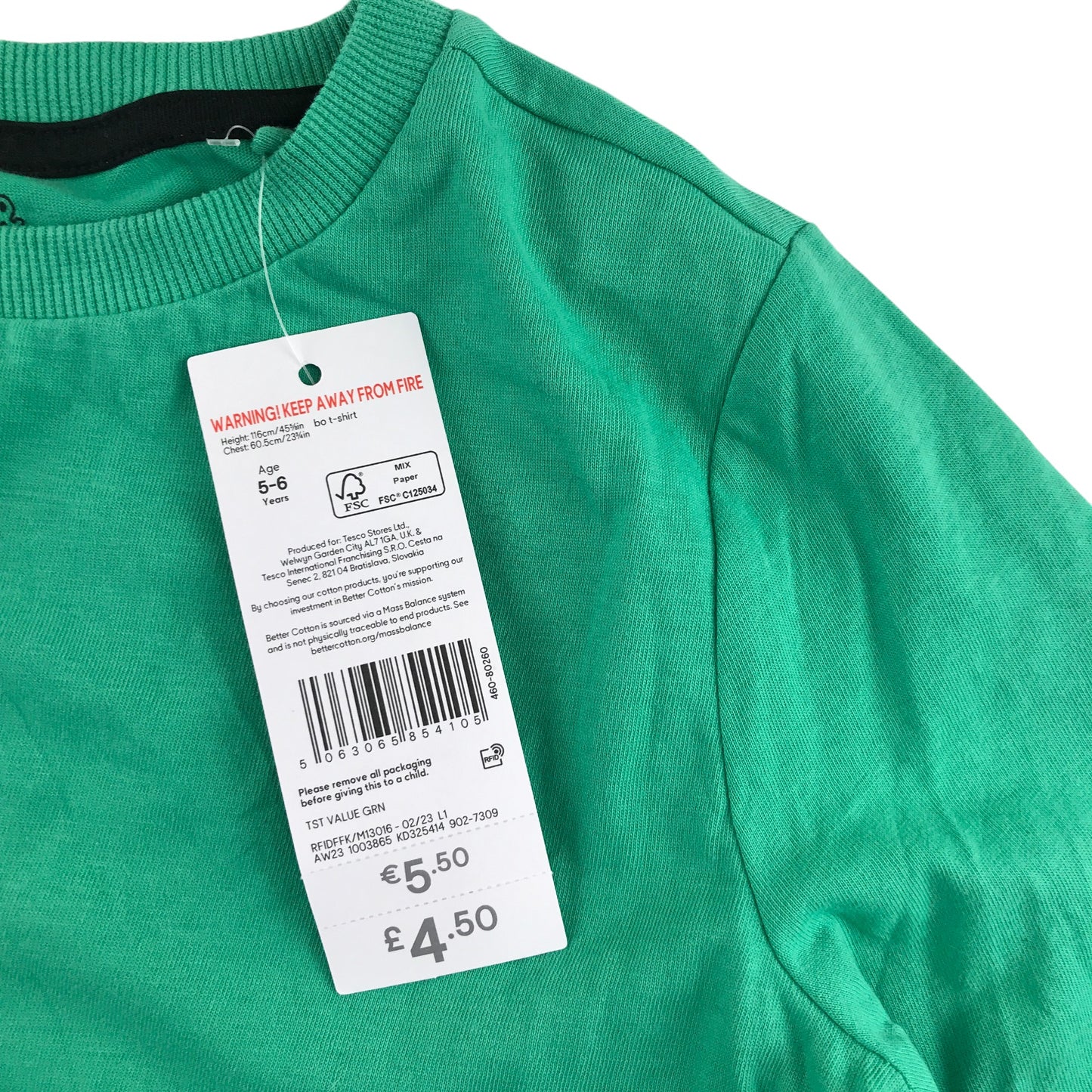 F&F t-shirt 5-6 years green long sleeve truck print cotton