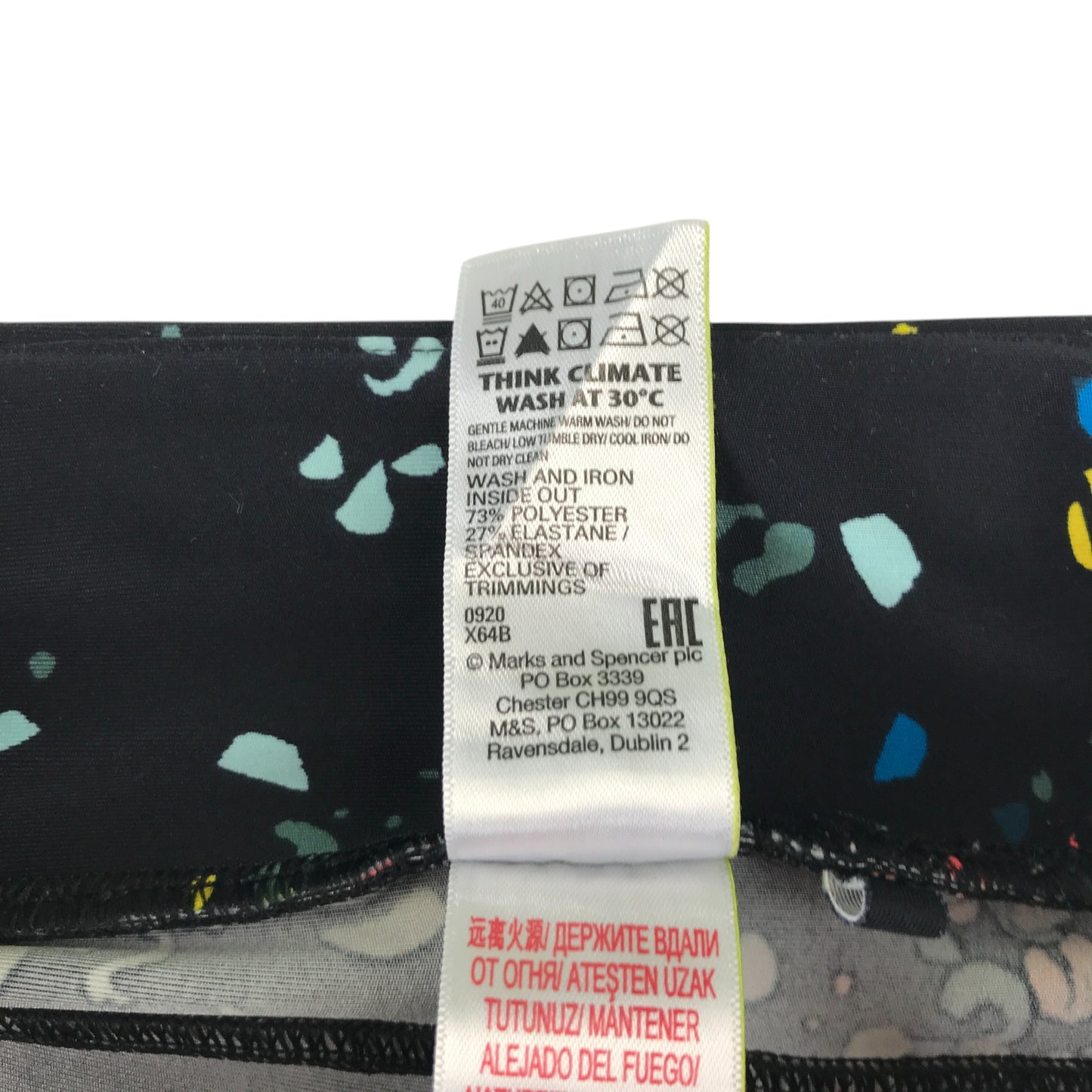 M&S sport leggings 6-7 years black with multicolour design