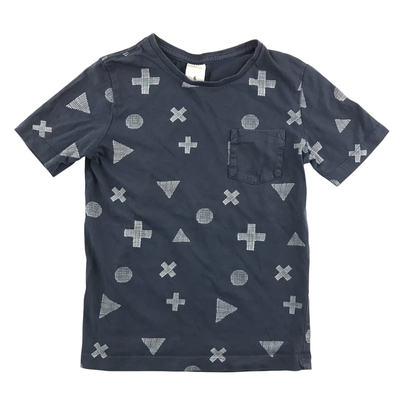 Geometric print t-shirt 6 years navy cotton