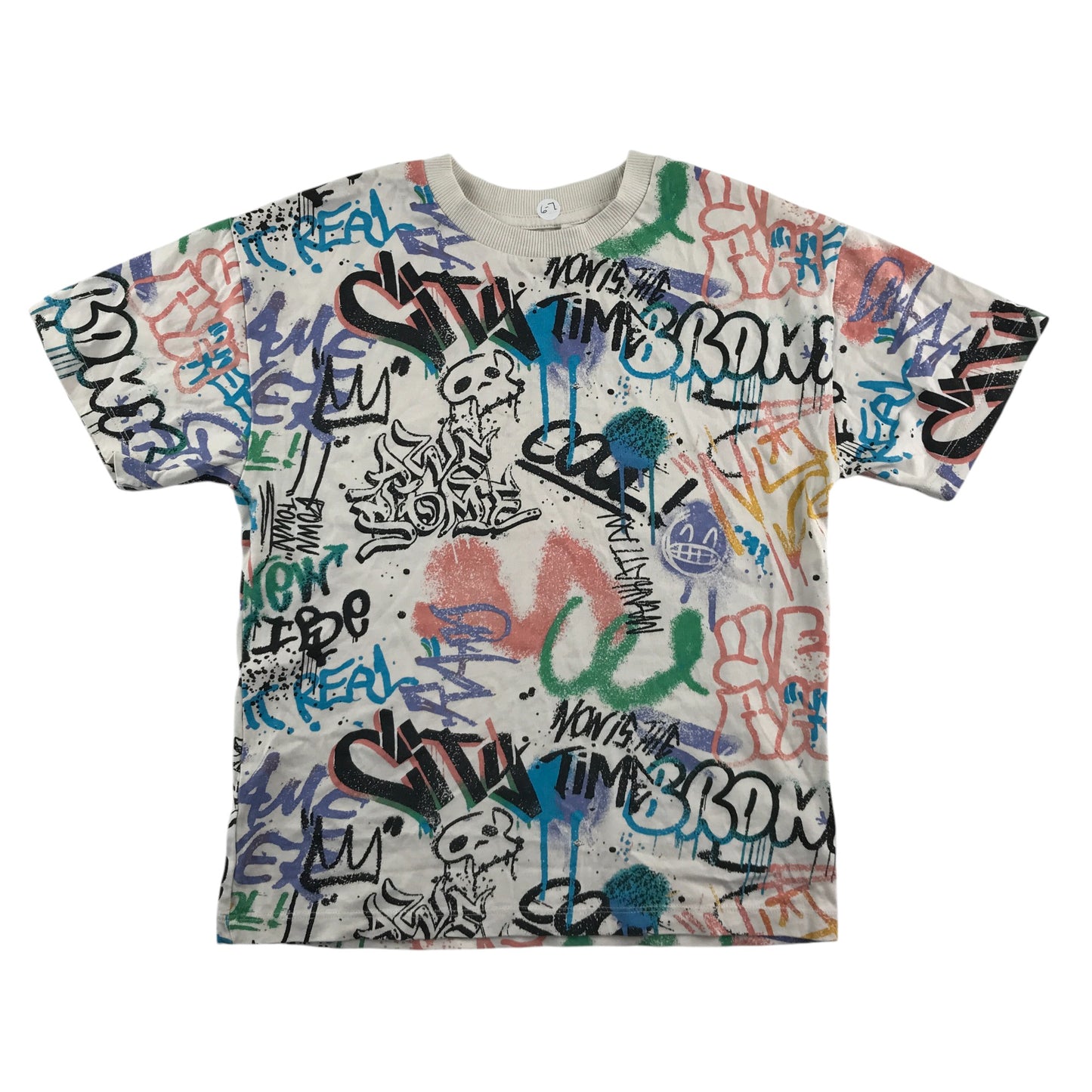Next t-shirt 7 years all over graffiti multicolour print cotton