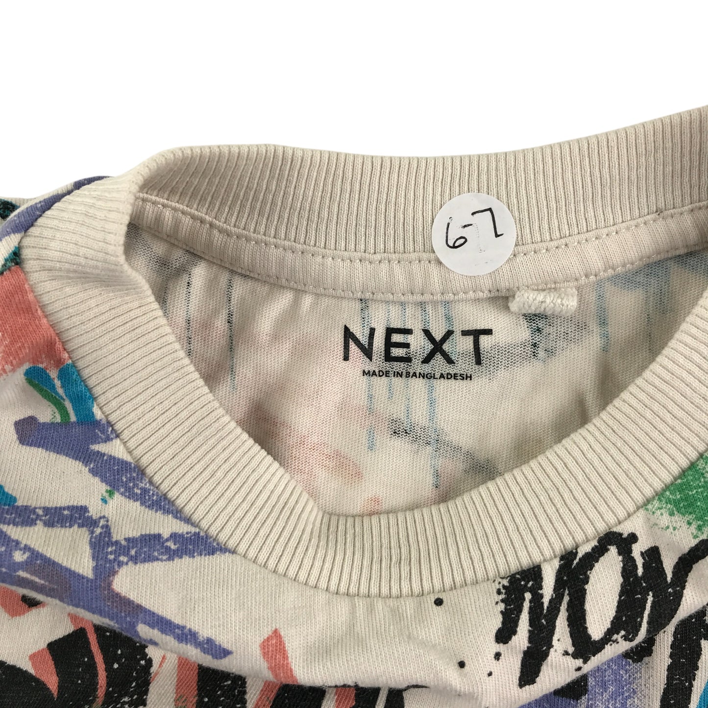 Next t-shirt 7 years all over graffiti multicolour print cotton
