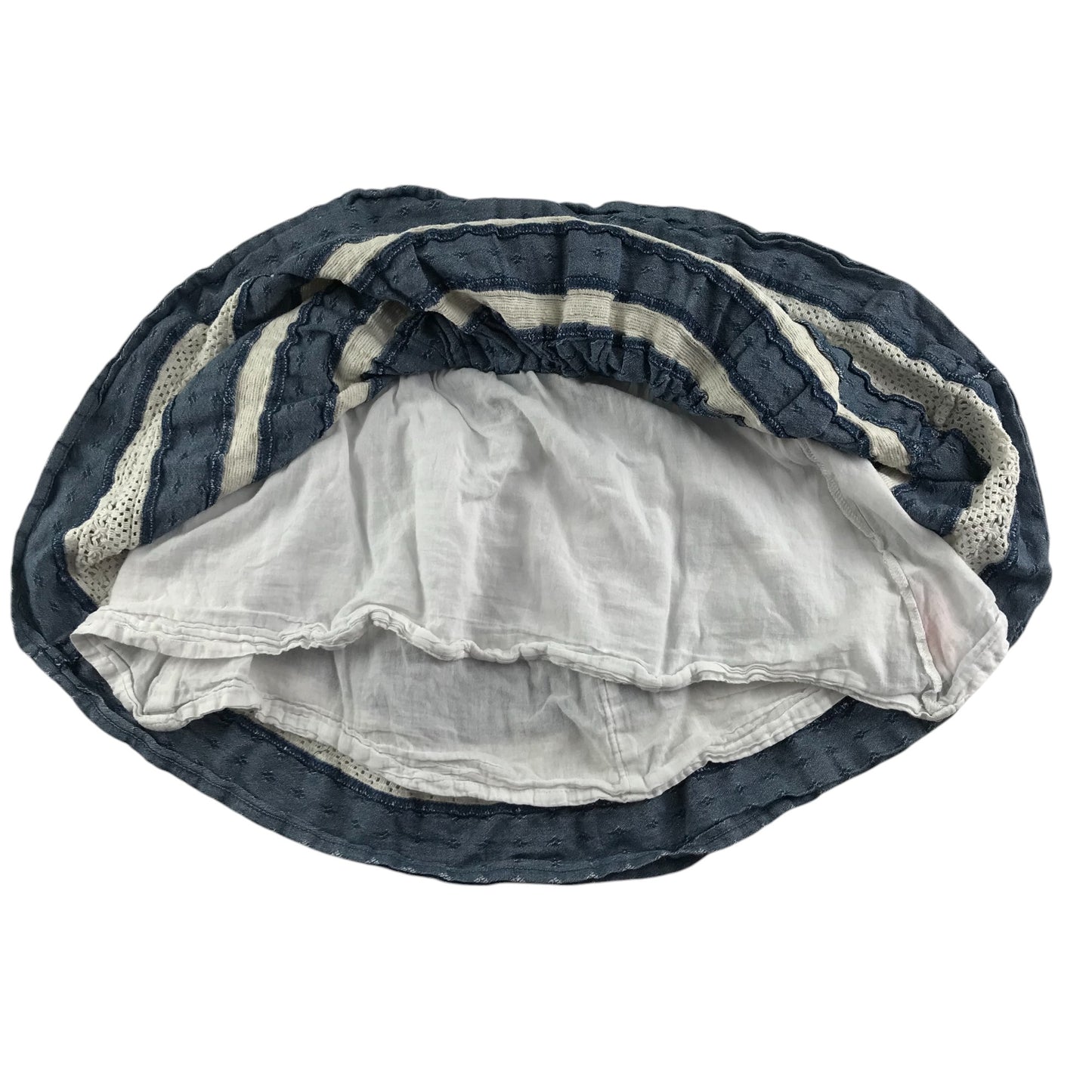Monsoon skirt 5-6 year blue and white striped with pattern detailing cotton