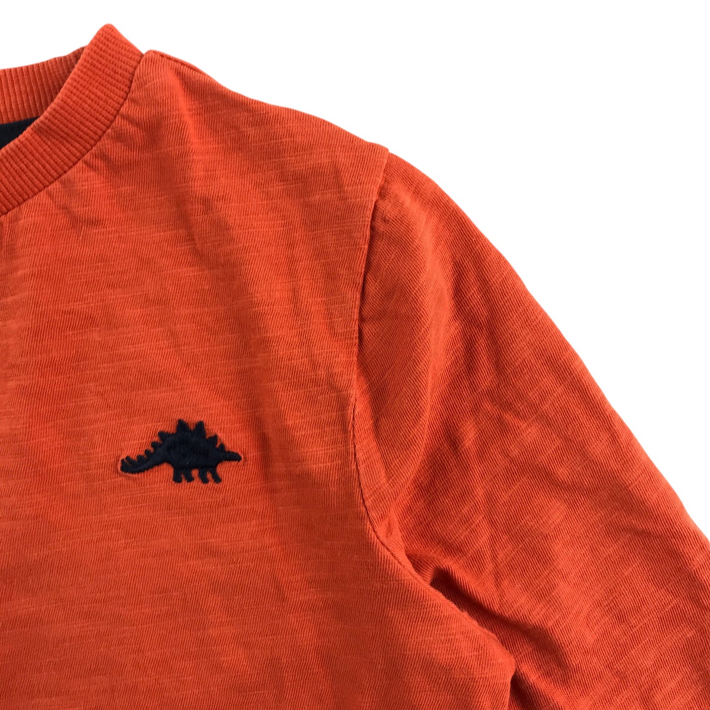F&F t-shirt 6-7 years orange long sleeve with dinosaur embroidery cotton