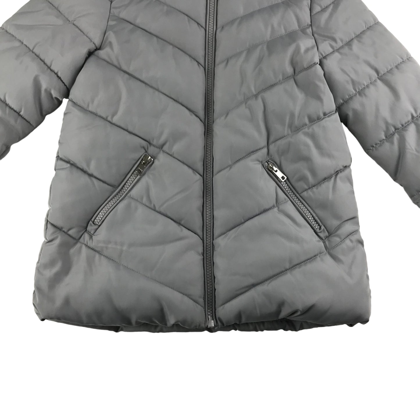 George Jacket Age 6 Grey Puffer Parka with Faux Fur Trim