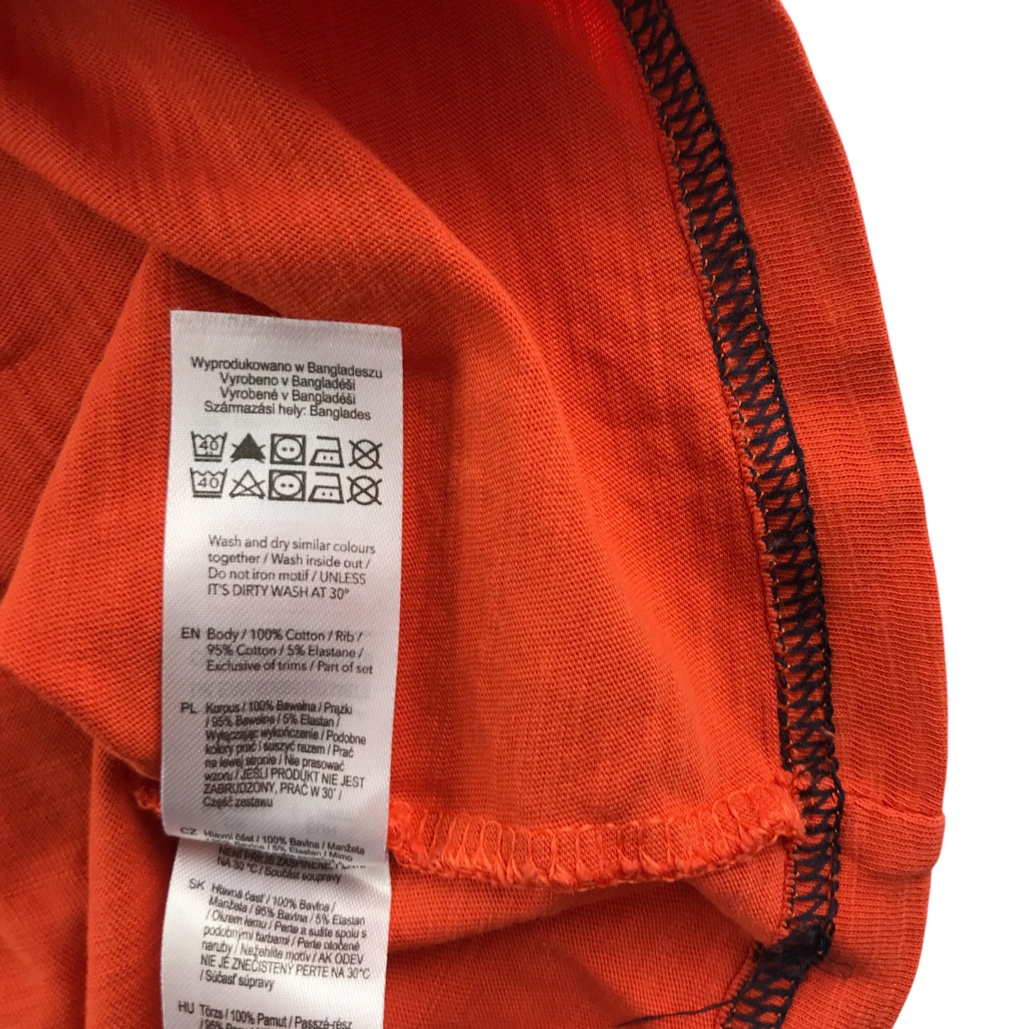 F&F t-shirt 6-7 years orange long sleeve with dinosaur embroidery cotton