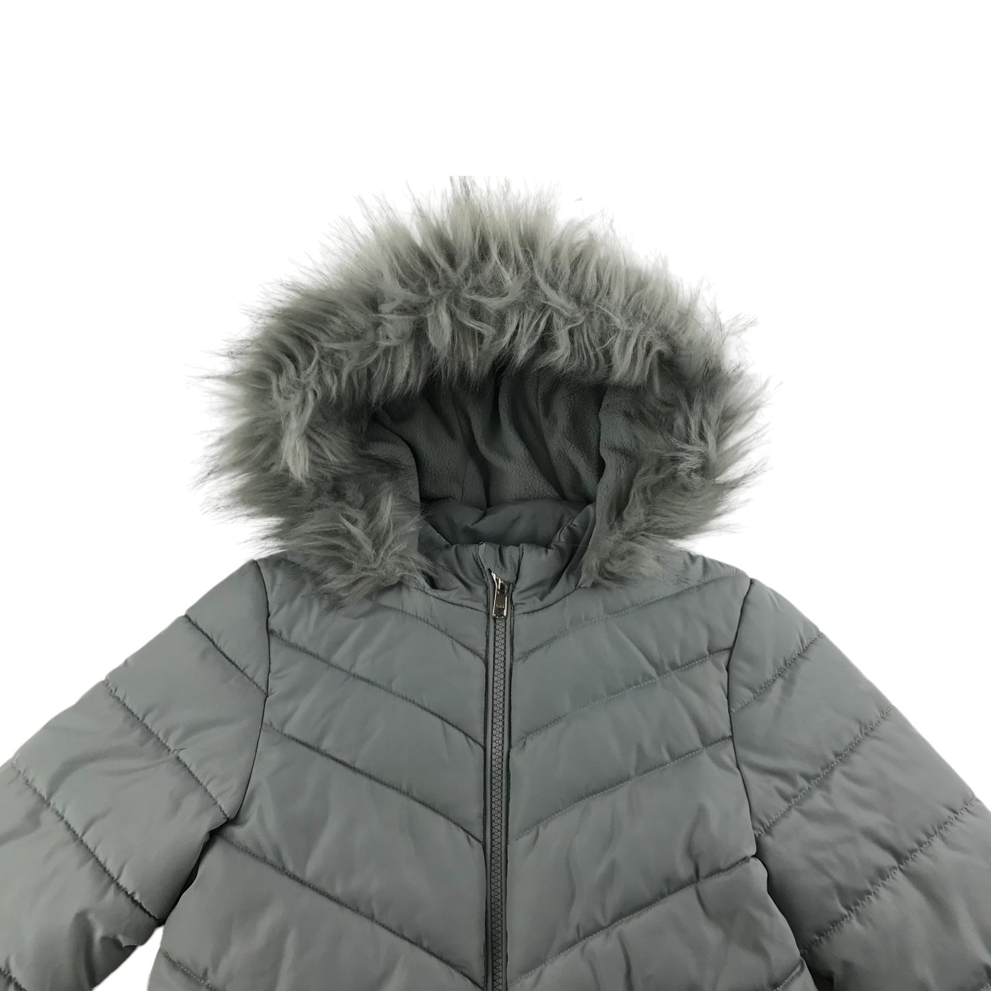 George Jacket Age 6 Grey Puffer Parka with Faux Fur Trim