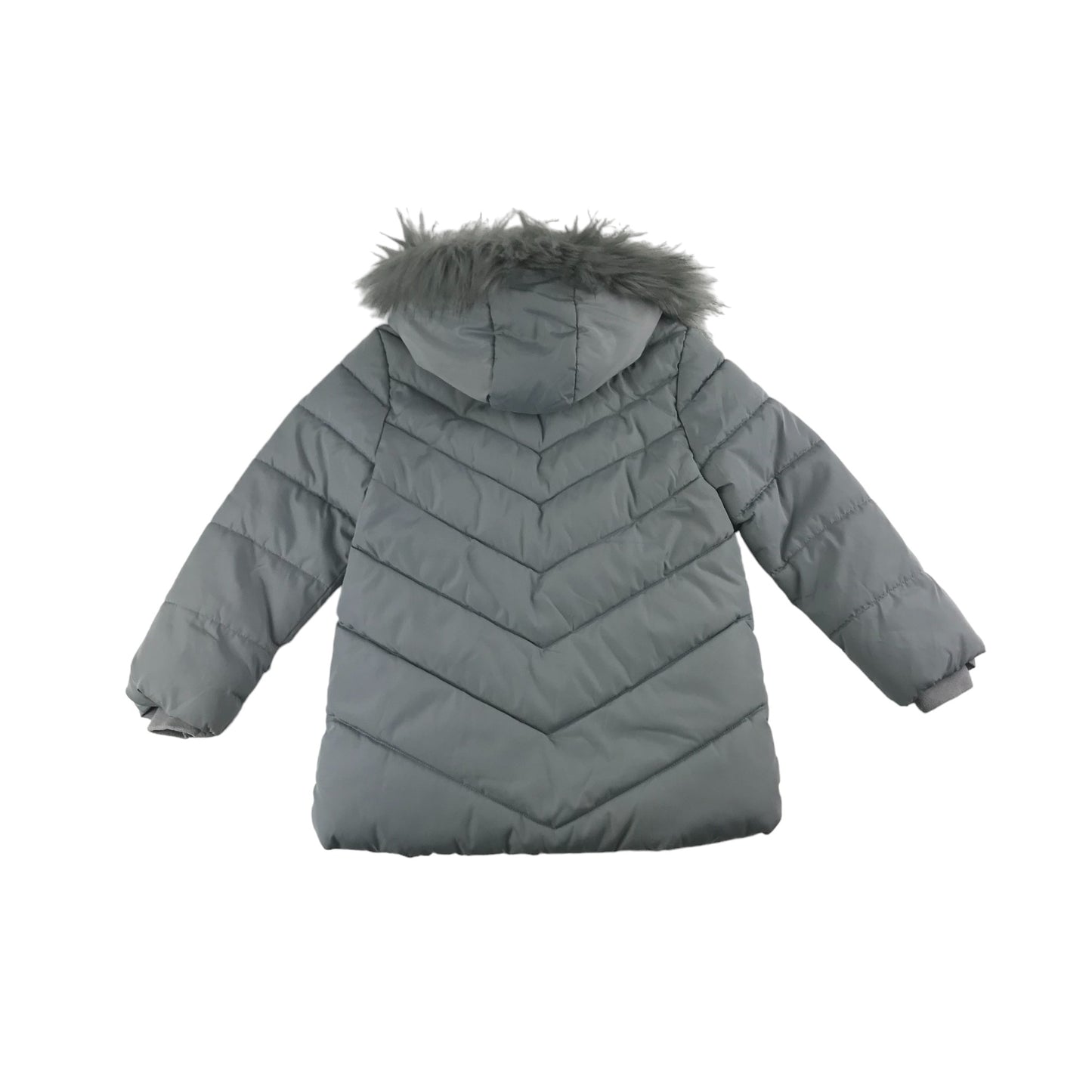 George Jacket Age 6 Grey Puffer Parka with Faux Fur Trim