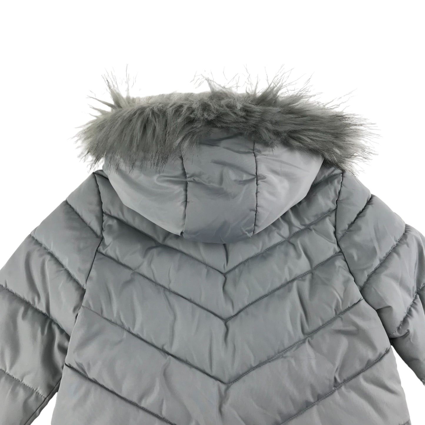 George Jacket Age 6 Grey Puffer Parka with Faux Fur Trim