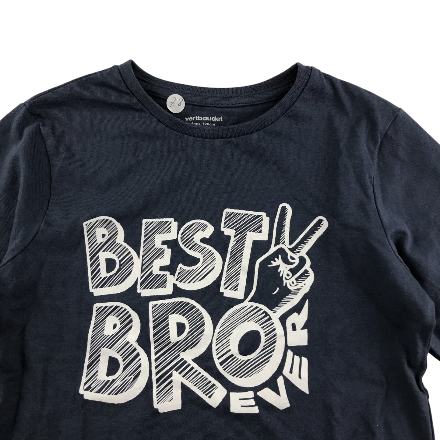 Vertbaudet t-shirt 7-8 years navy long sleeve graphic cotton