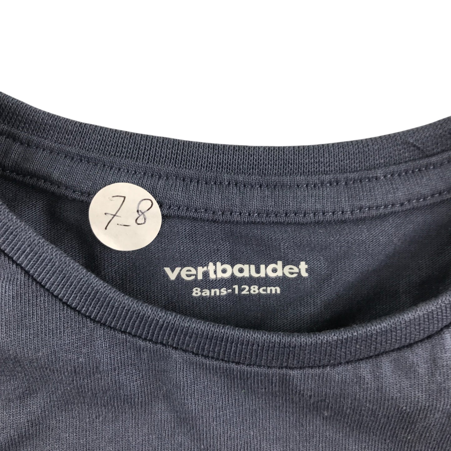 Vertbaudet t-shirt 7-8 years navy long sleeve graphic cotton