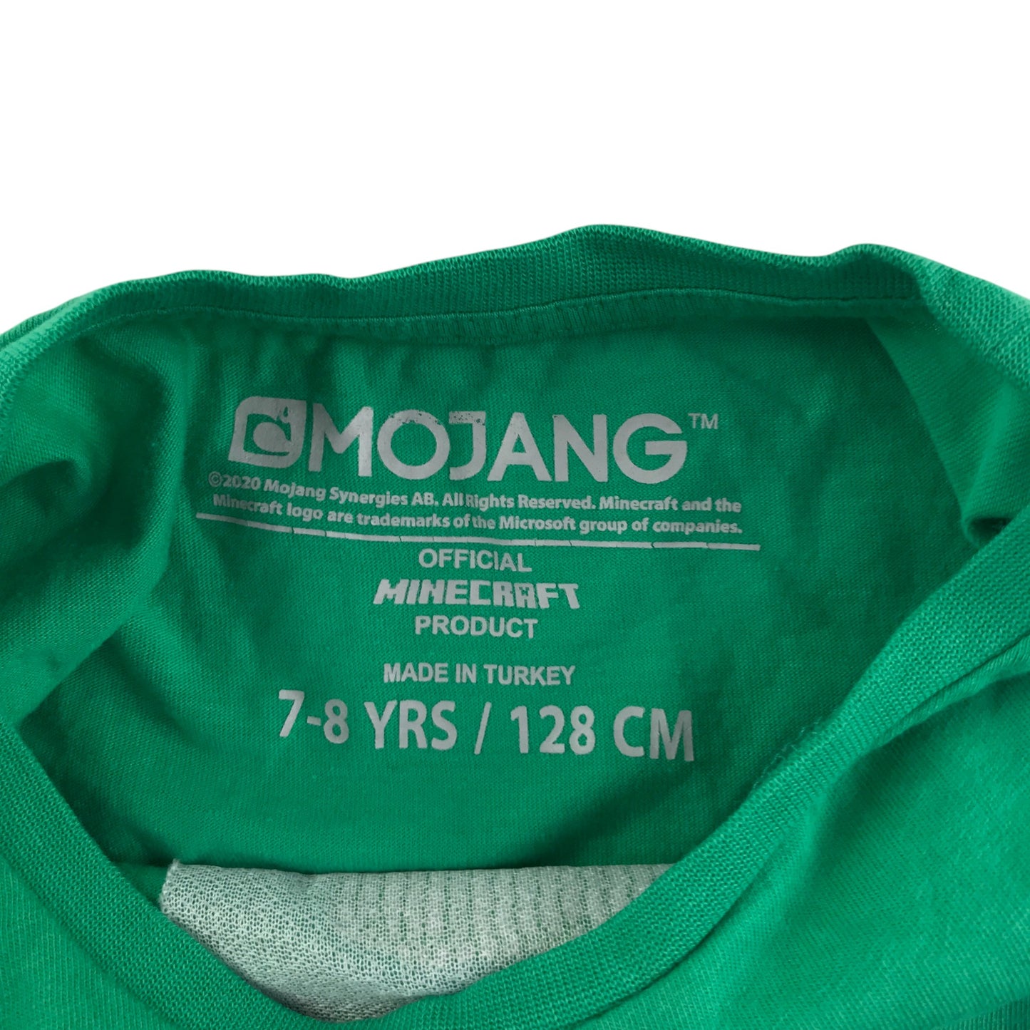 Primark Mojang t-shirt 7-8 years green minecraft flip sequin graphic cotton