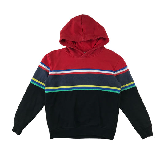 H&M hoodie 9-10 years red and black panelled stripy design