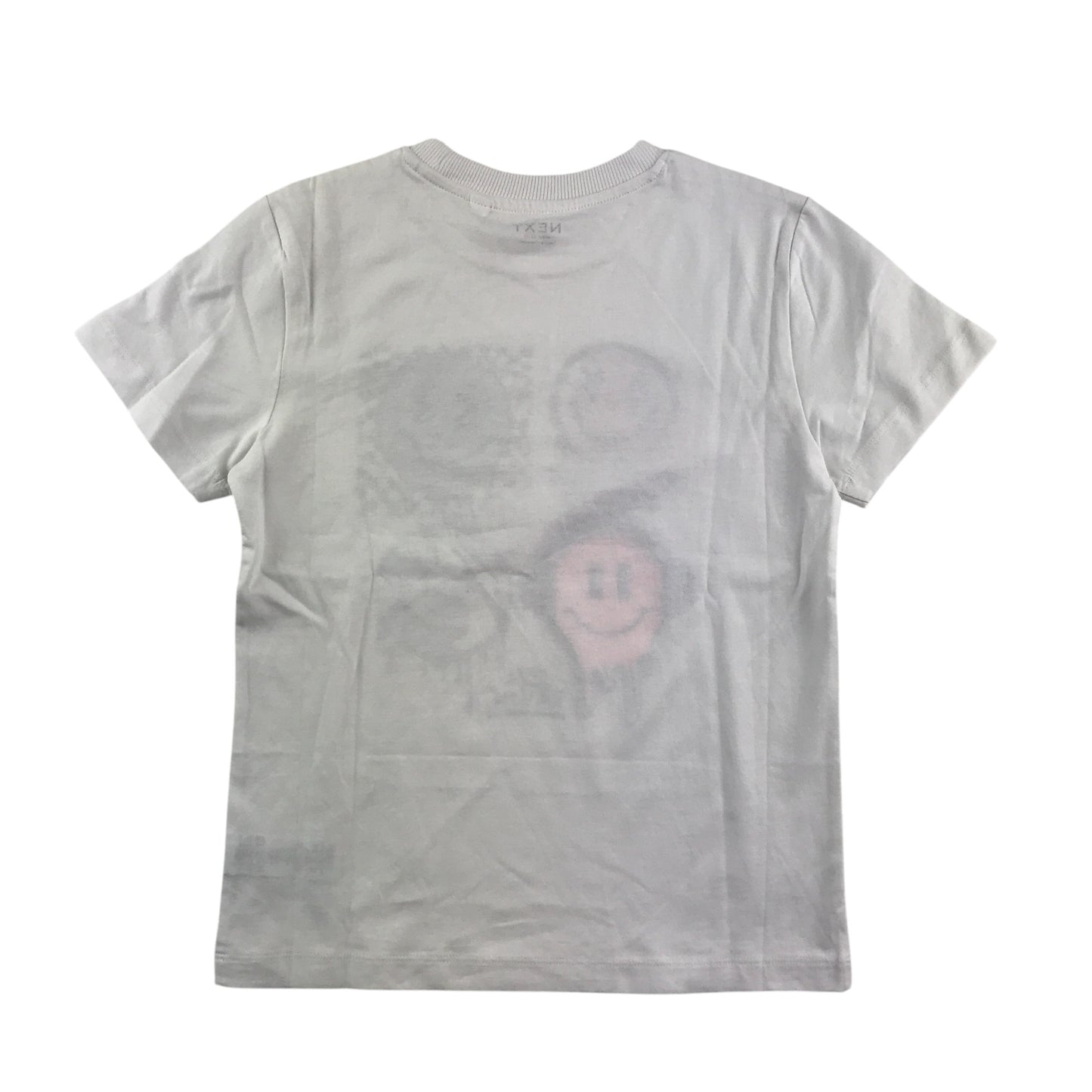 Next t-shirt Age 7 white crew neck smiley graphic cotton