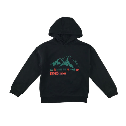 Primark hoodie 7-8 years black mountain view graphic