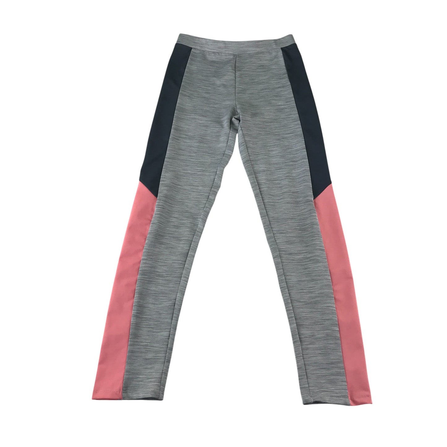 Nutmeg sport leggings 11-12 years grey with pink and black side panel