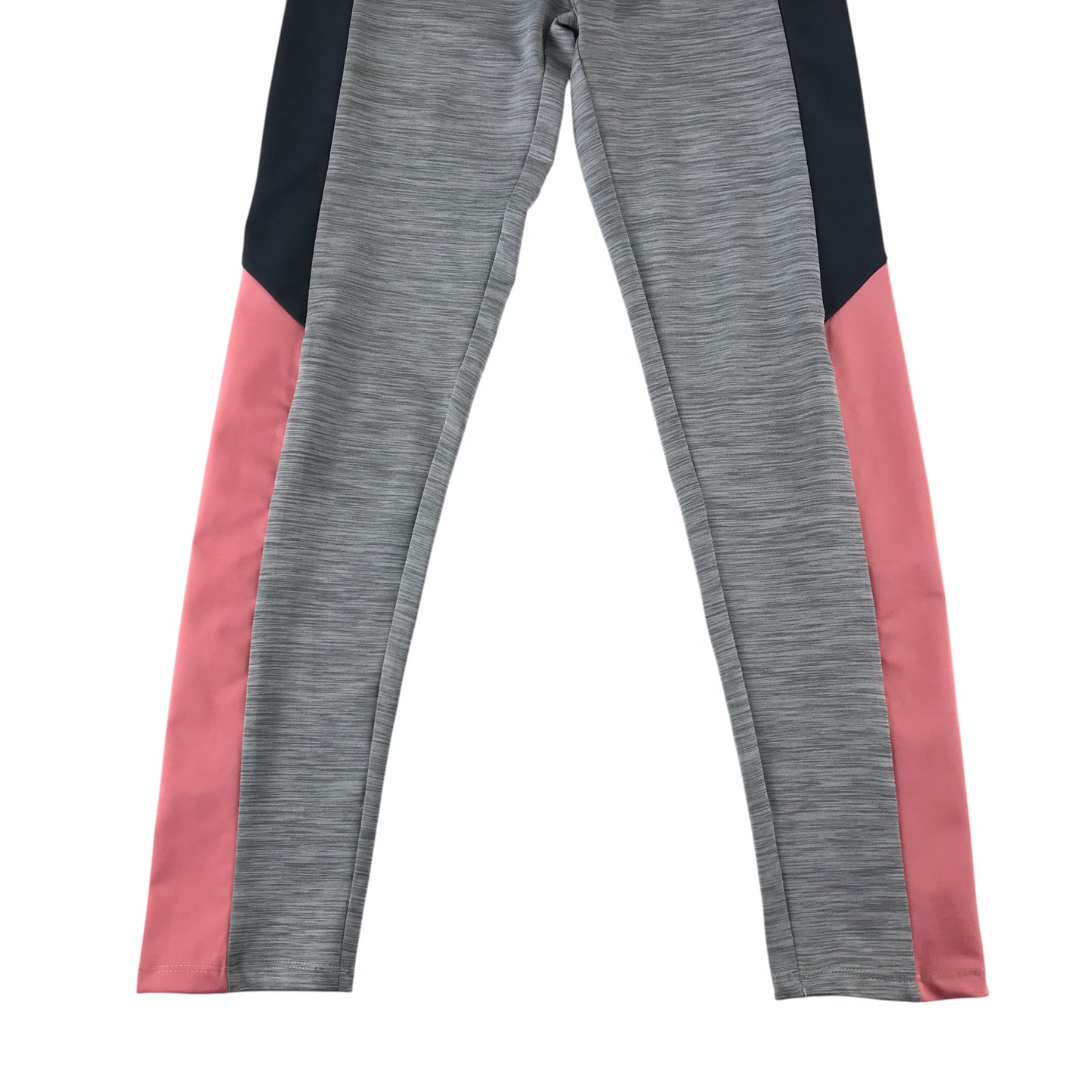Nutmeg sport leggings 11-12 years grey with pink and black side panel