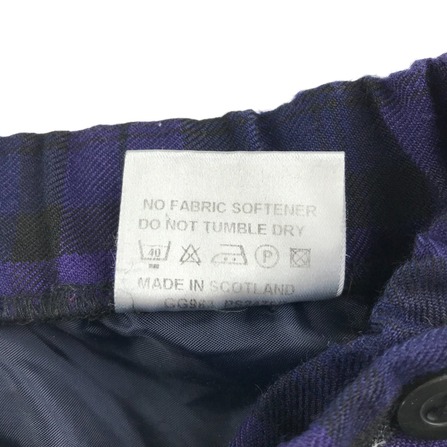 Skirt W26" L22" purple navy and black tartan style check pattern wool mix