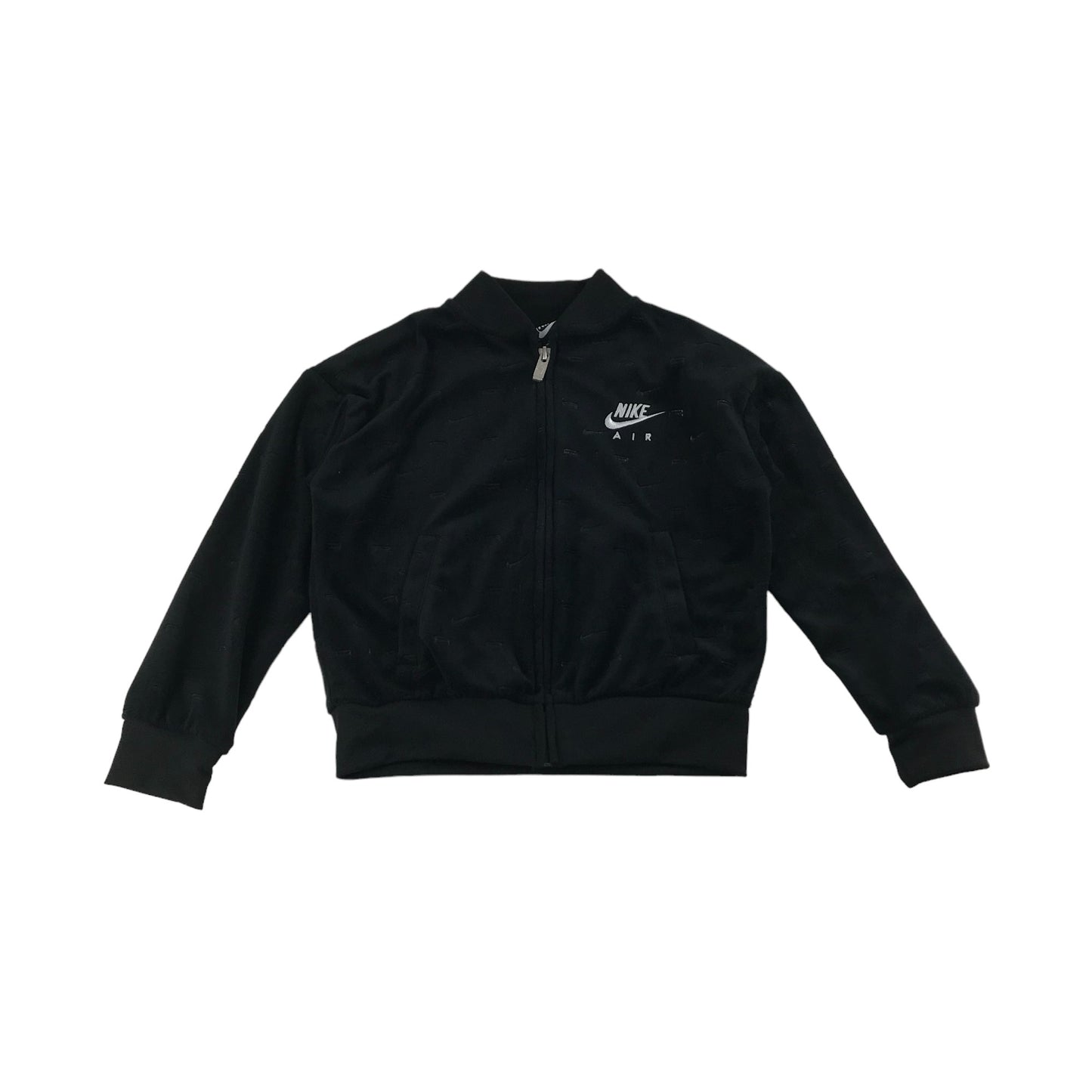 Nike Air Sweater Age 5 Black Velour Full Zipper Sporty
