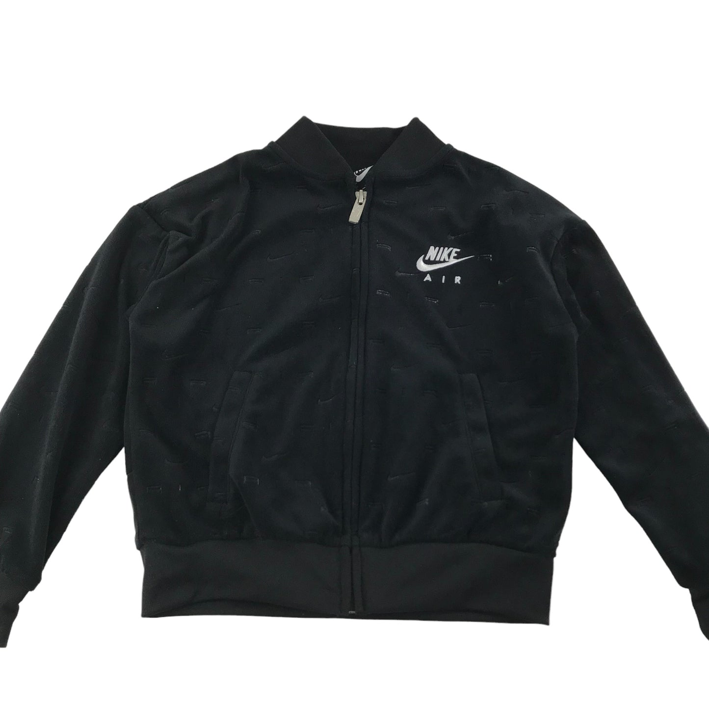 Nike Air Sweater Age 5 Black Velour Full Zipper Sporty