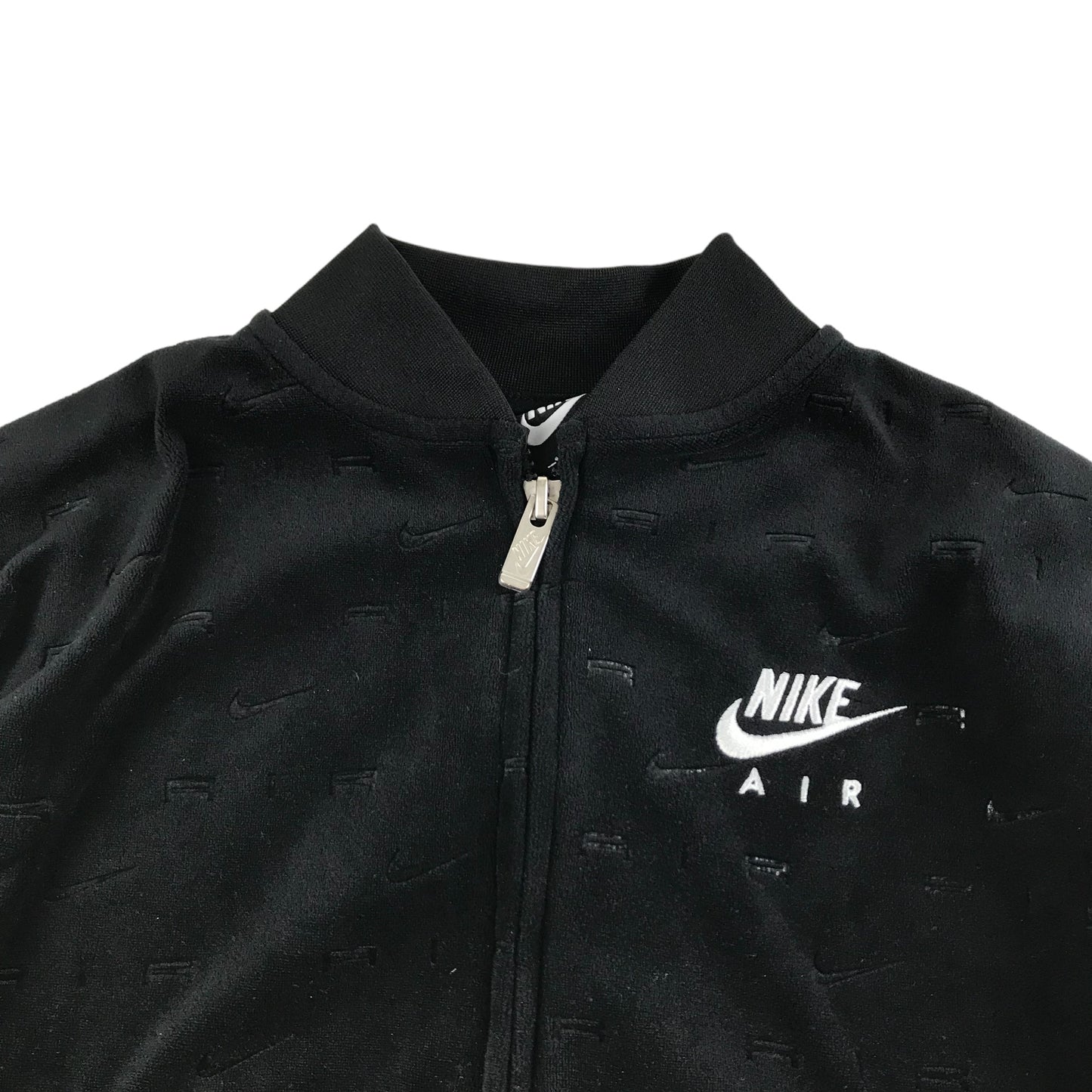 Nike Air Sweater Age 5 Black Velour Full Zipper Sporty