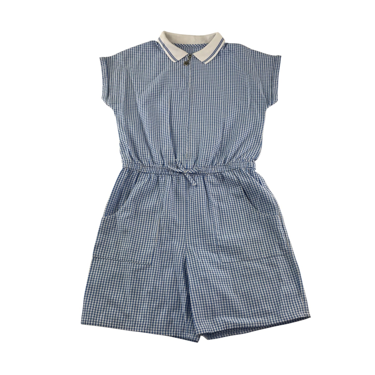 School Gingham Summer Jumpsuit with zipper fastening