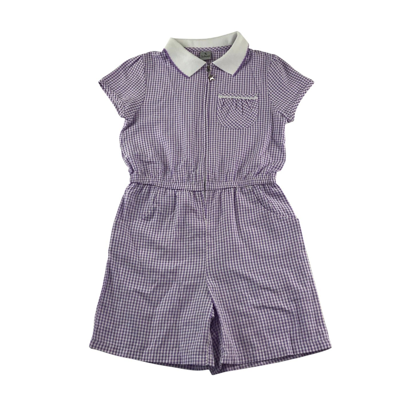 School Gingham Summer Jumpsuit with zipper fastening