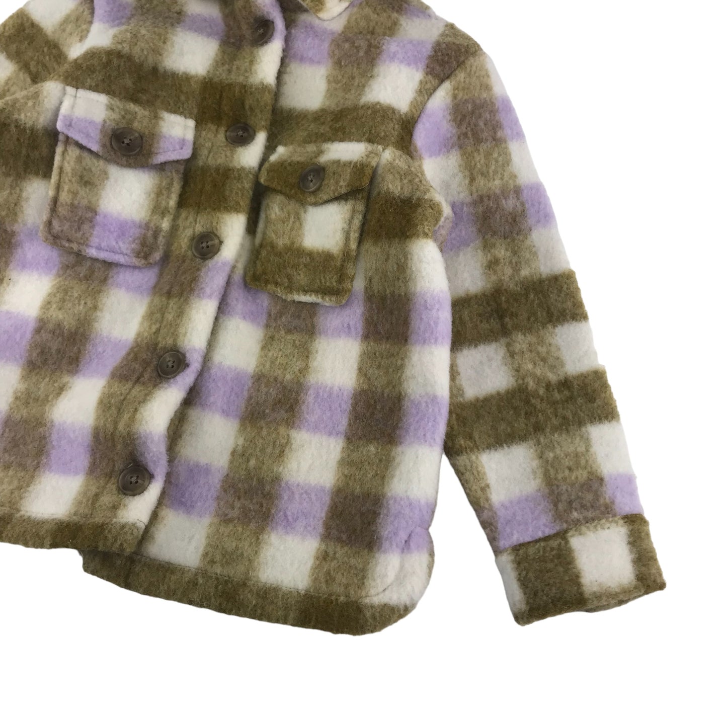 Nutmeg Fleece Jacket Age 5 Lilac Brown White Check Pattern