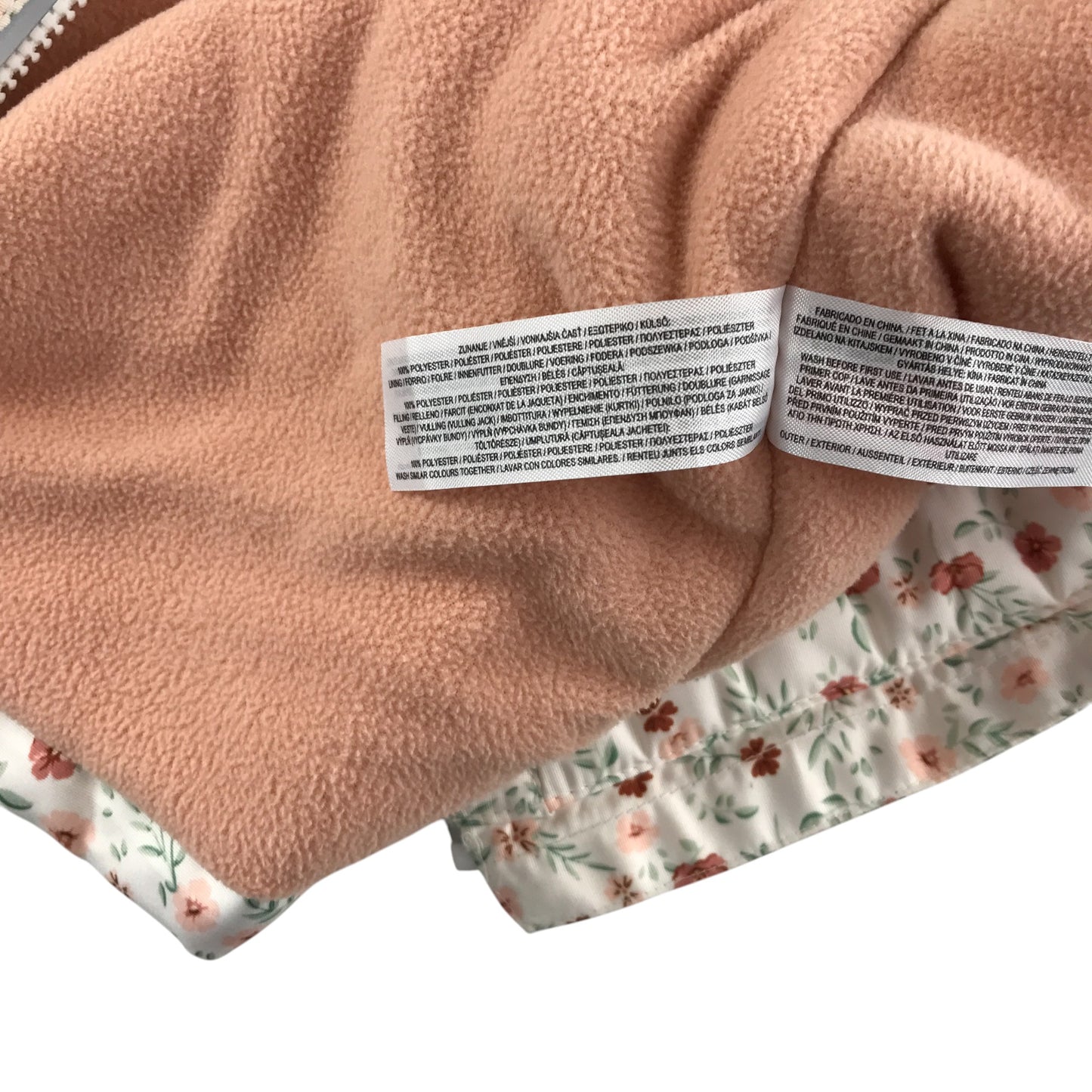 Primark jacket 5-6 years white floral print with fleece lining