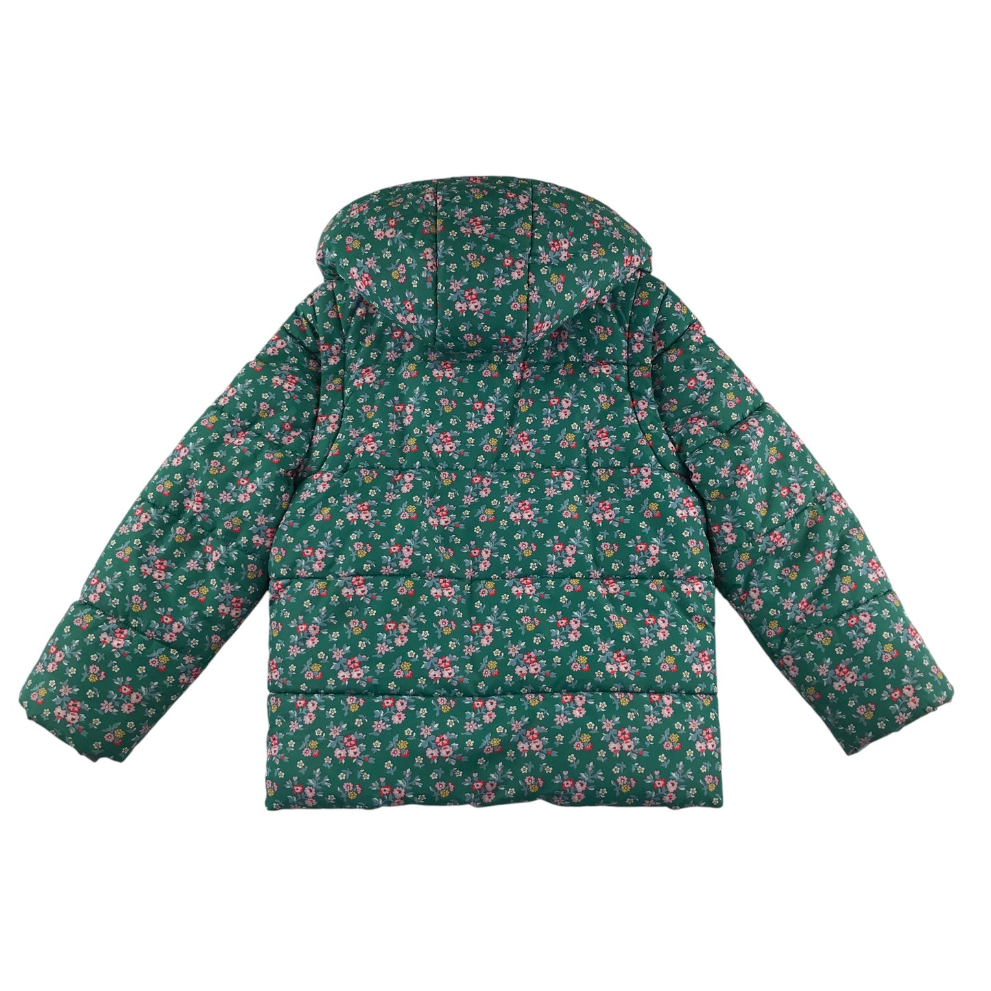 Boden jacket 7-8 years green floral print puffer with fluffy lining