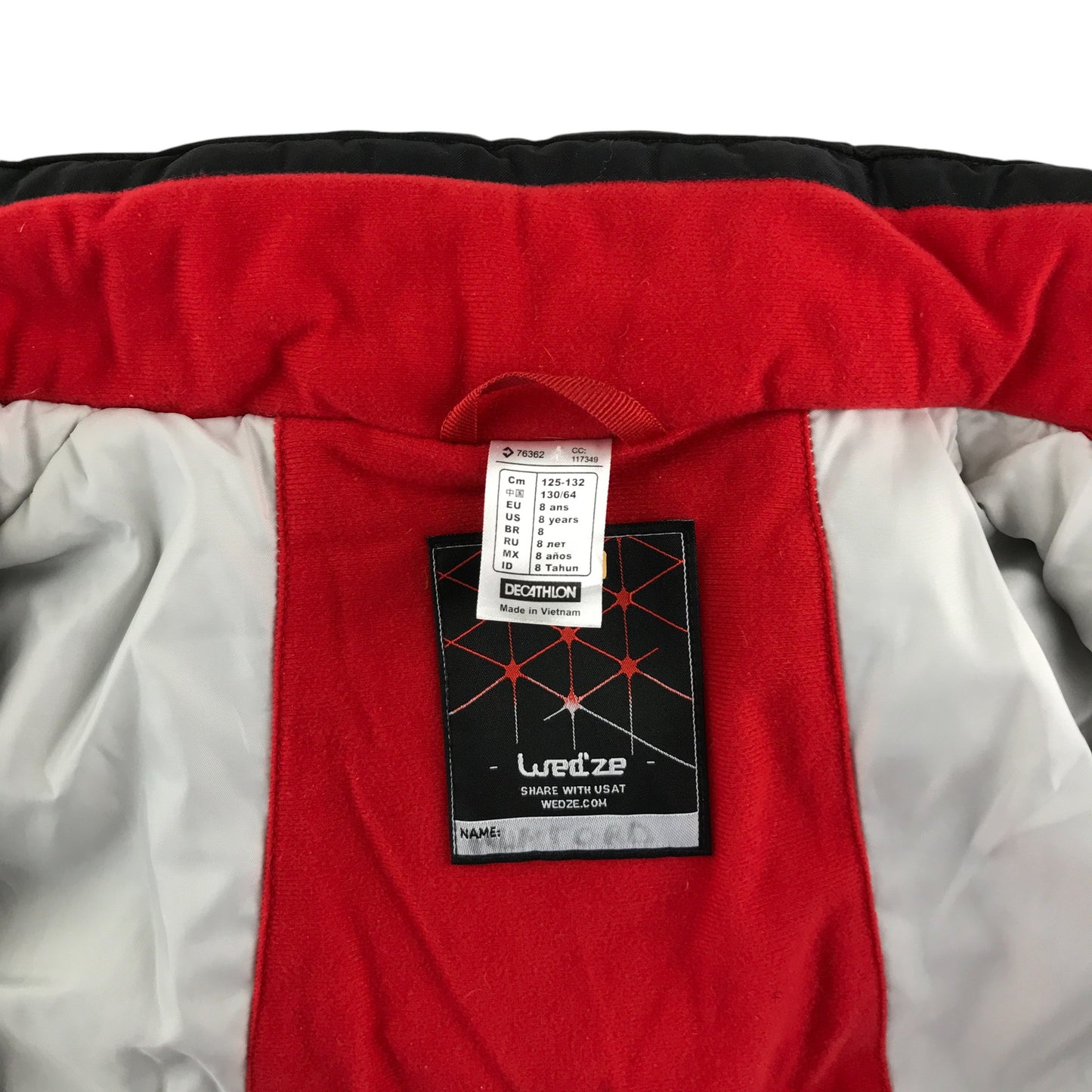 Decathlon ski jacket 7-8 years black and red ski style wed'ze