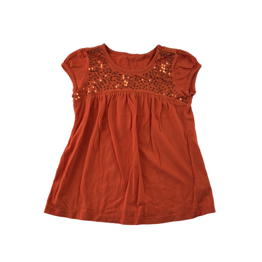 George T-shirt Age 8 Burnt Orange with Sequin Details Cotton