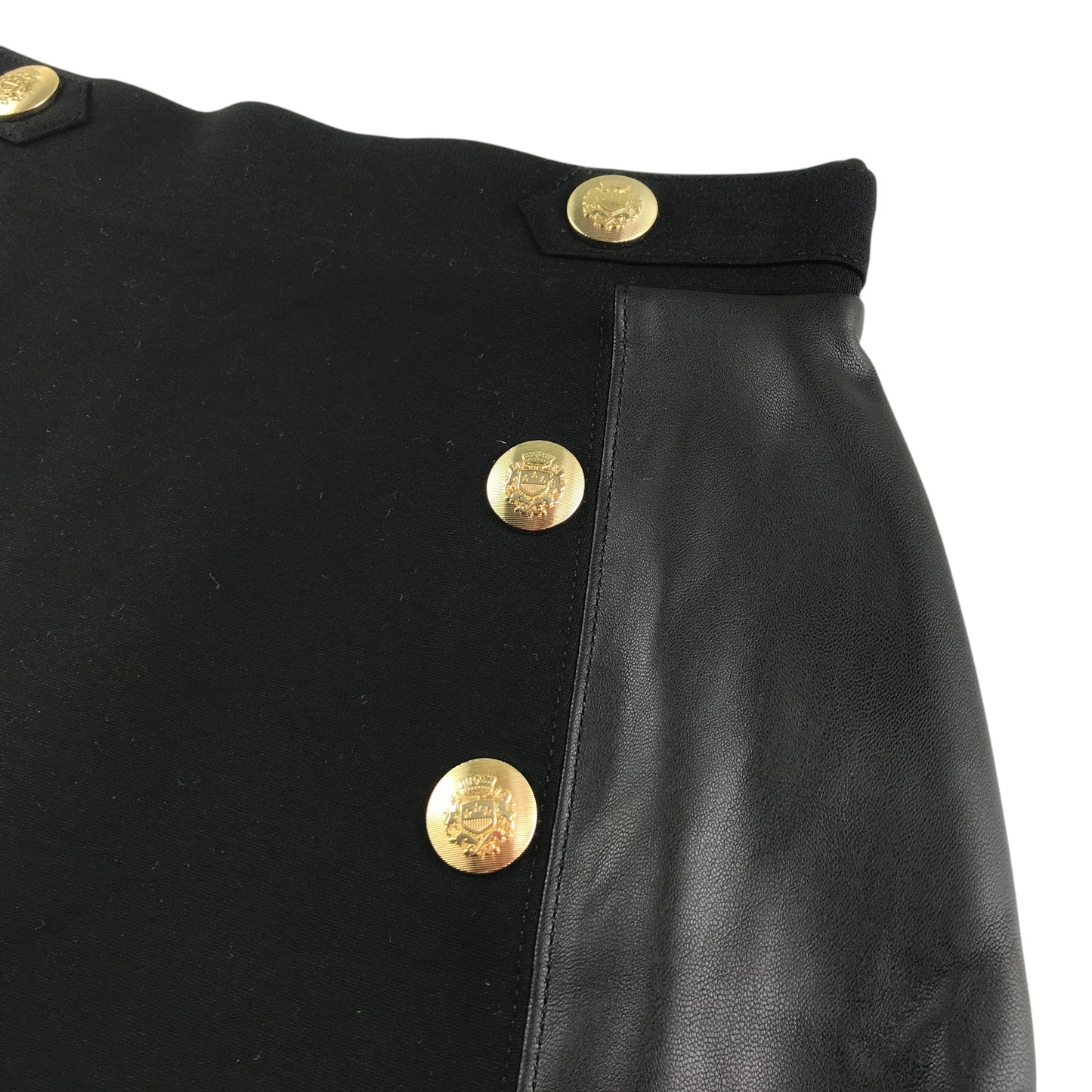 River Island skirt 11-12 years black faux leather with golden button details