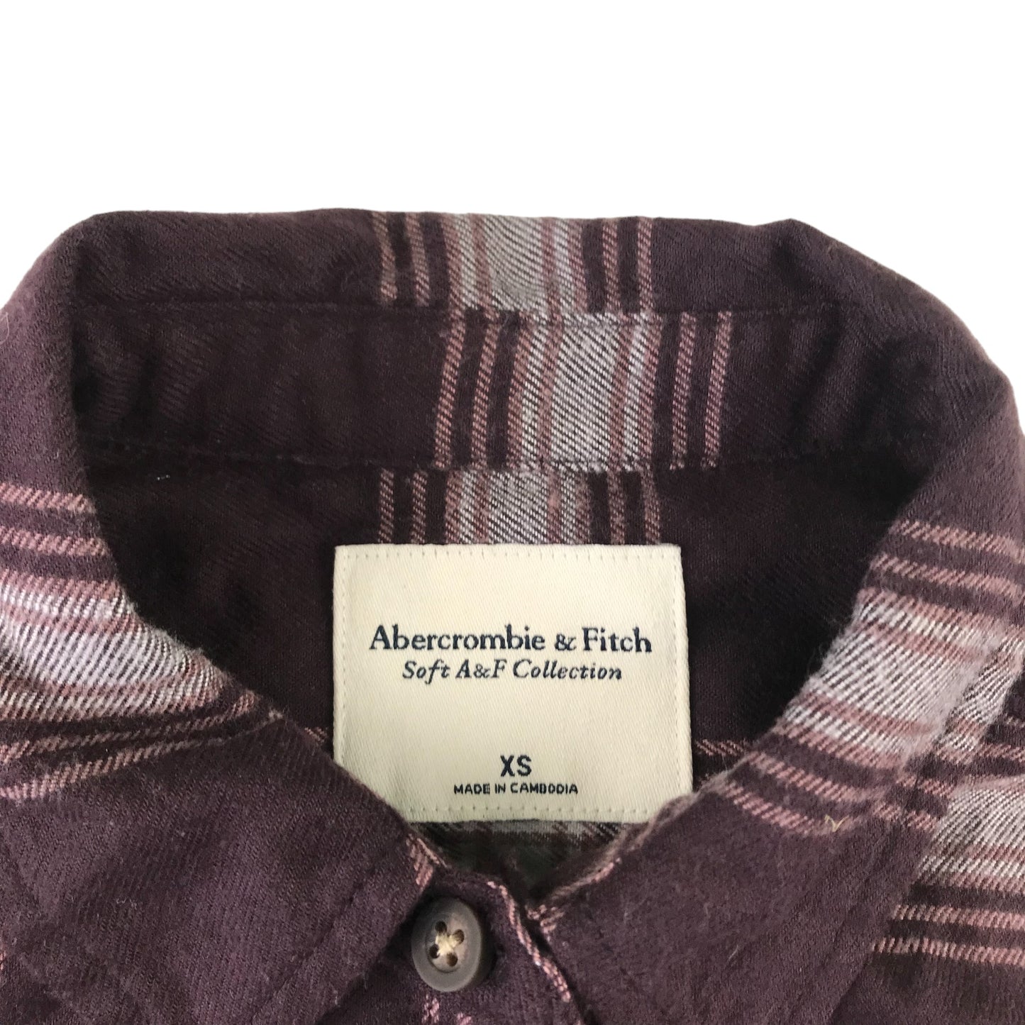 Abercrombie & Fitch Shirt Size Adult XS Dark Burgundy Checked Long Sleeve Button Up