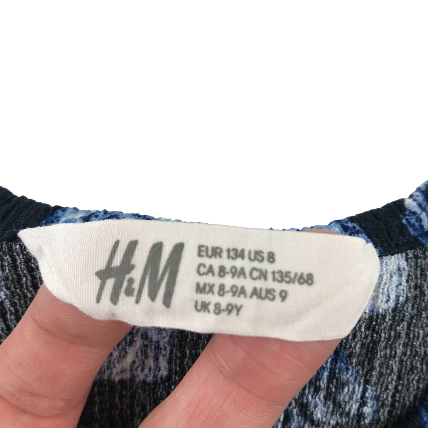 H&M Top Age 8 Black and Blue Seashell Pattern Cropped