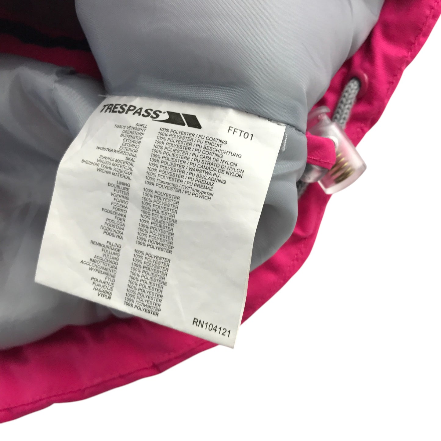 Trespass jacket 9-10 years pink waterproof hard shell fleece lining