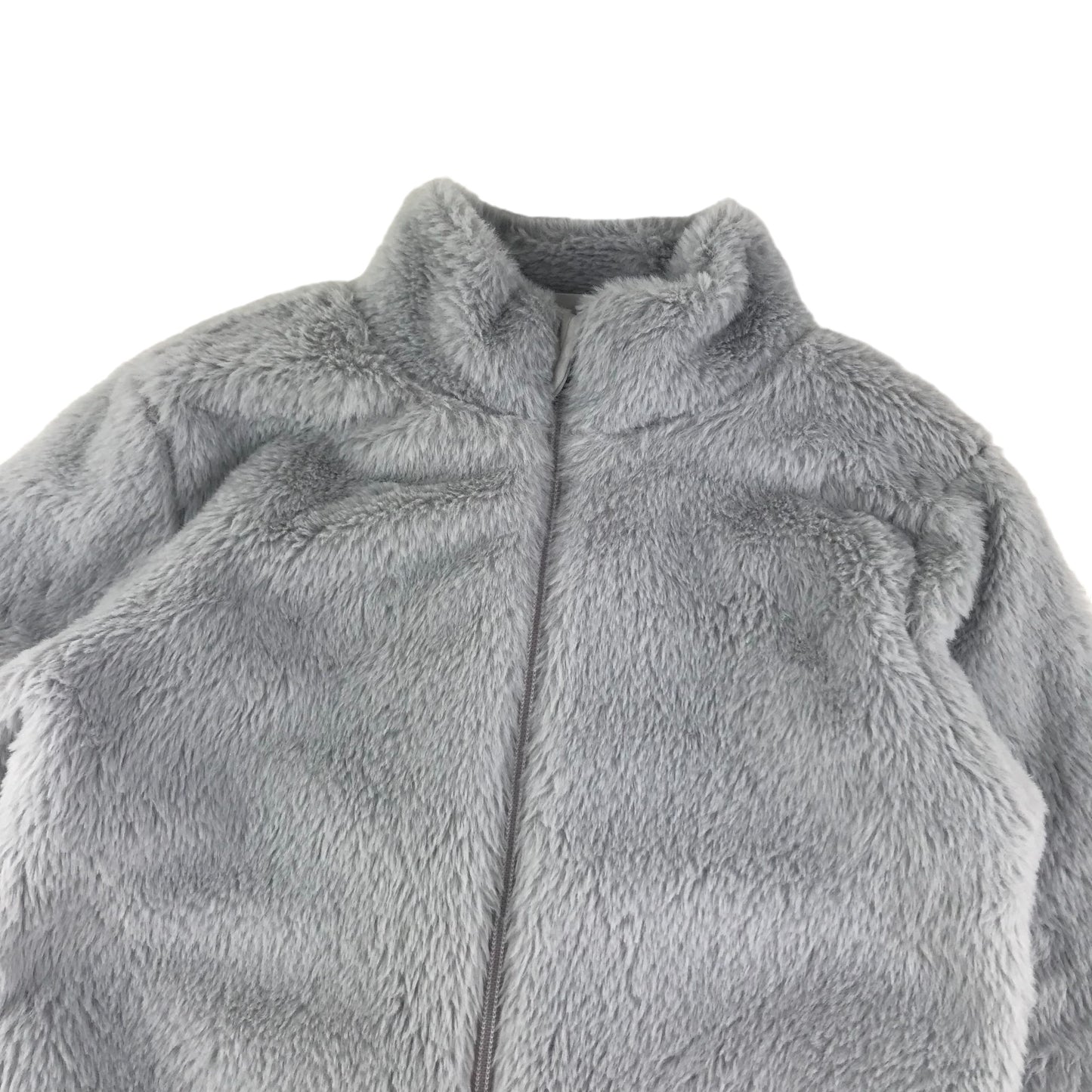 Pepperts Faux Fur Jacket Age 9 Grey Soft Fluffy Full zipper Fleece Jacket