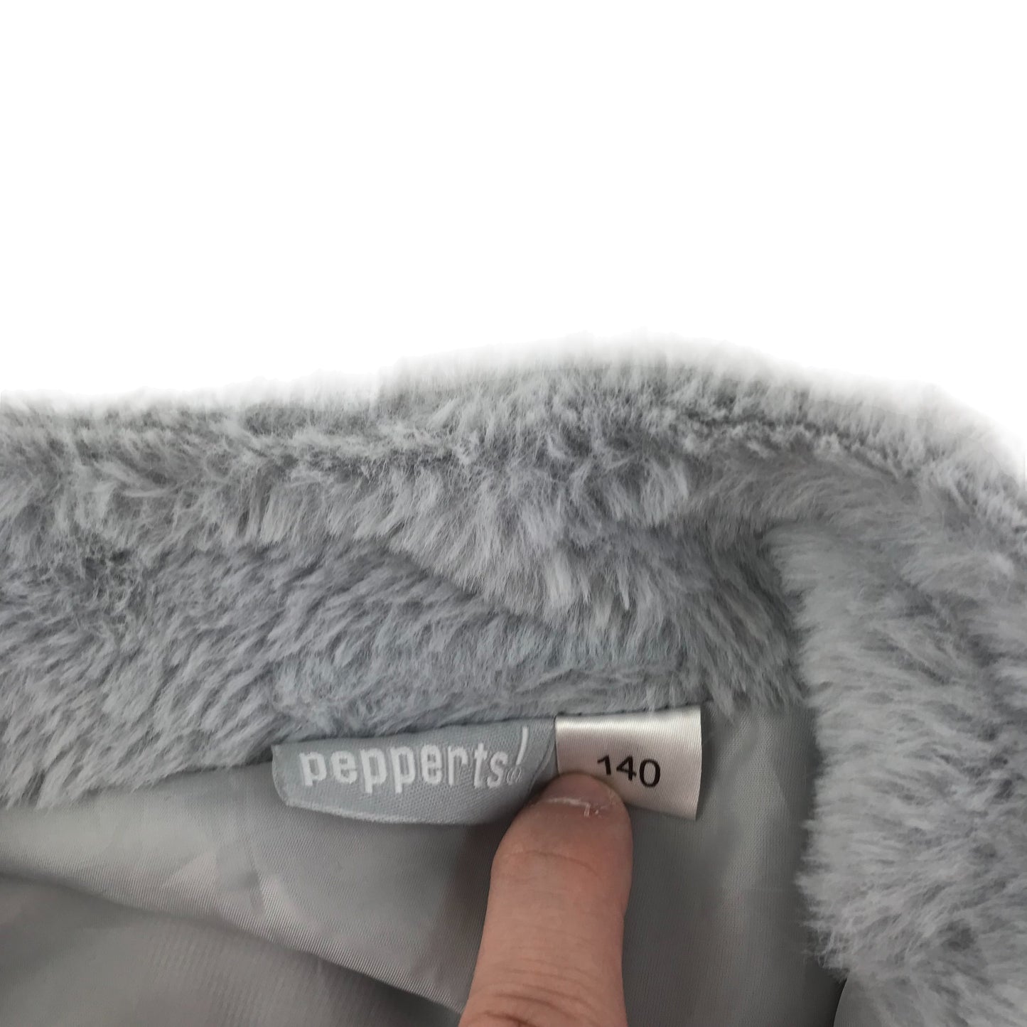 Pepperts Faux Fur Jacket Age 9 Grey Soft Fluffy Full zipper Fleece Jacket