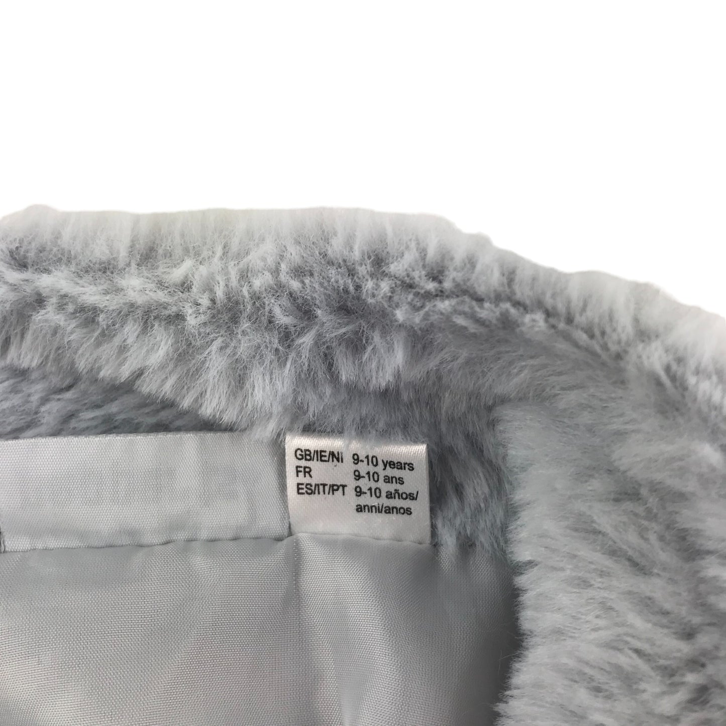 Pepperts Faux Fur Jacket Age 9 Grey Soft Fluffy Full zipper Fleece Jacket