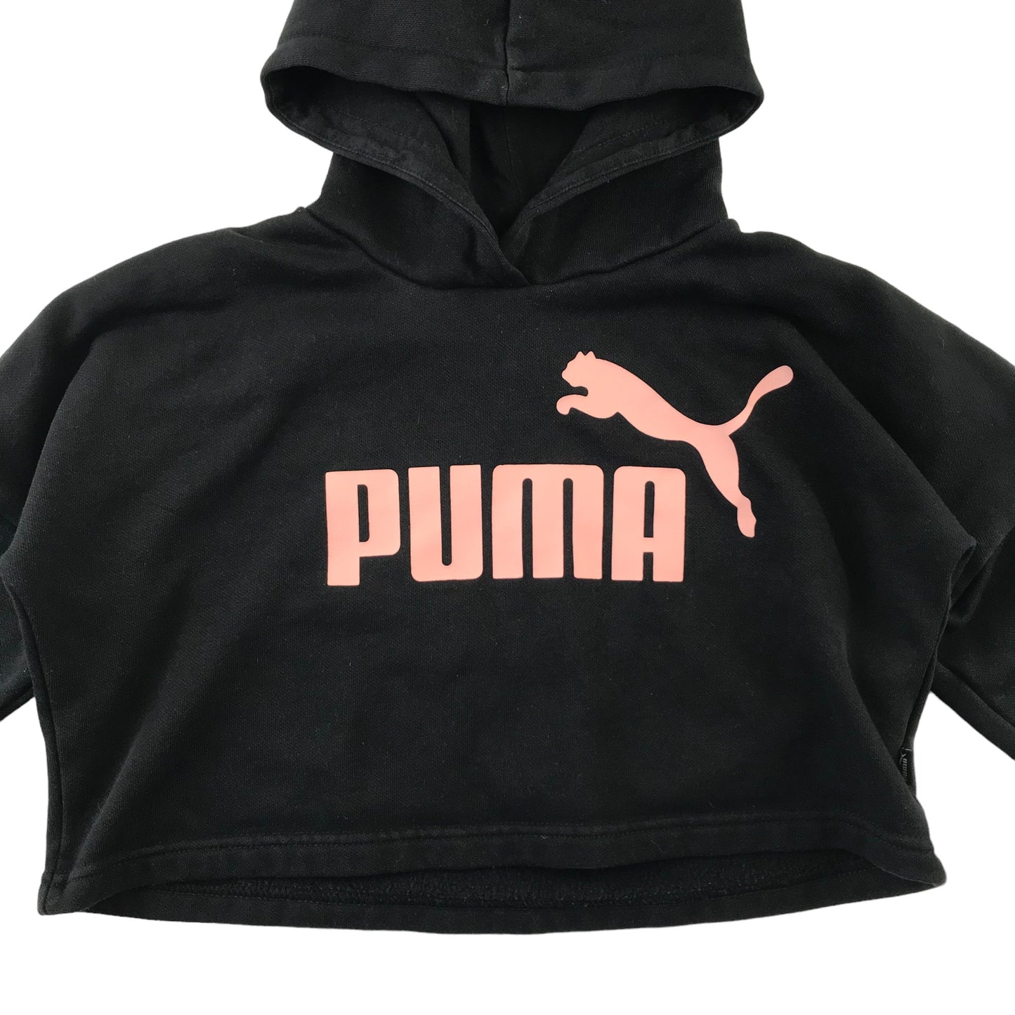 Puma Hoodie Age 7 Black Cropped Pink Logo